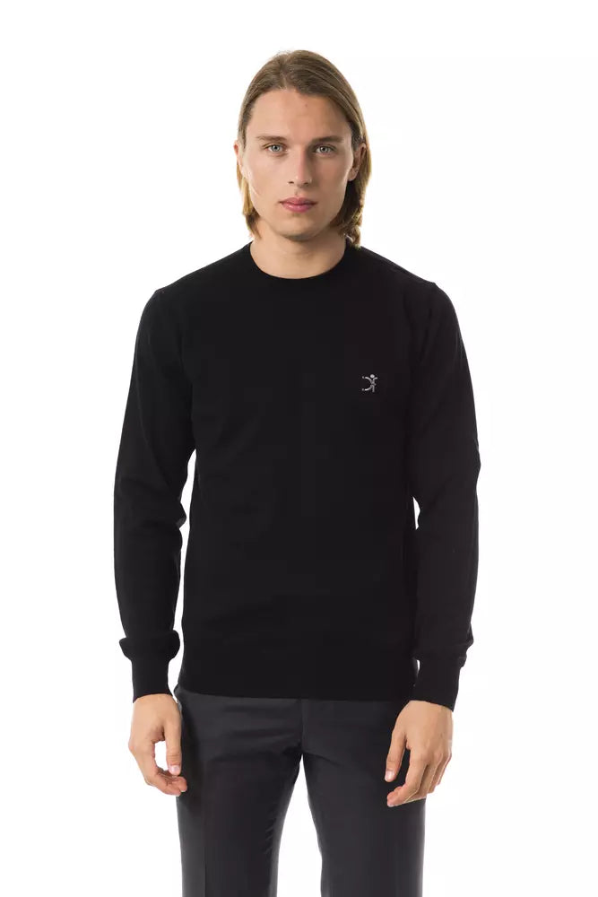 Uominitaliani Black Merino Wool Men Sweater LUNESCAPE