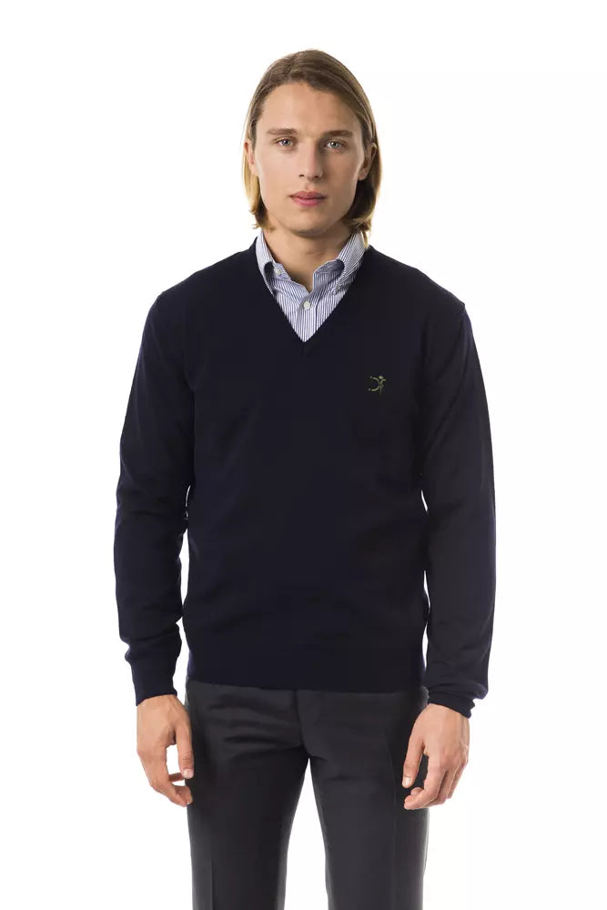 Uominitaliani Blue Merino Men Sweater LUNESCAPE