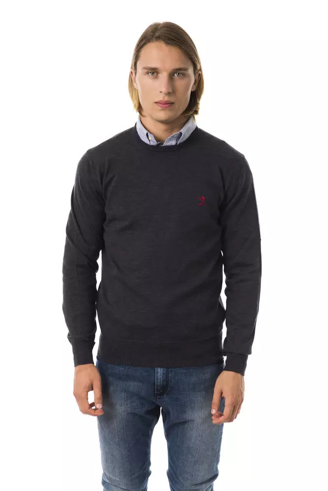 Uominitaliani Gray Merino Wool Men Sweater LUNESCAPE