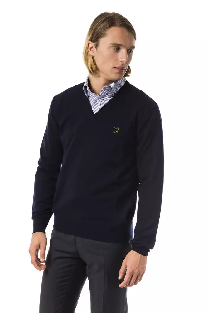 Uominitaliani Blue Merino Men Sweater LUNESCAPE