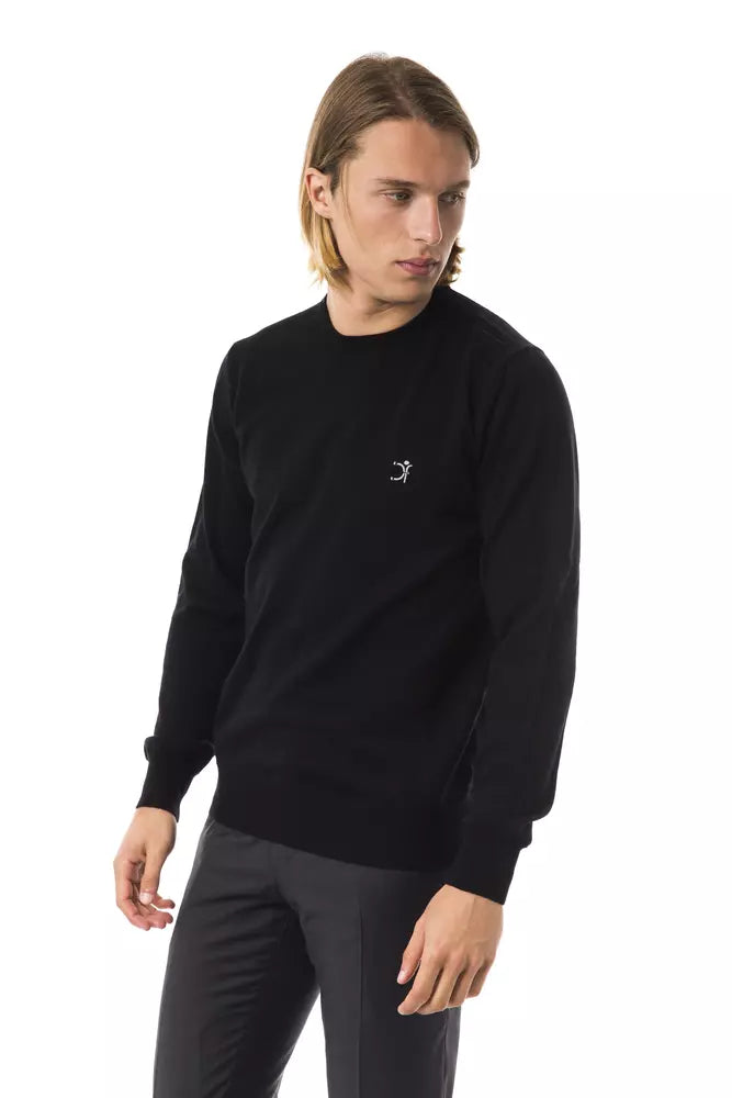 Uominitaliani Black Merino Wool Men Sweater LUNESCAPE