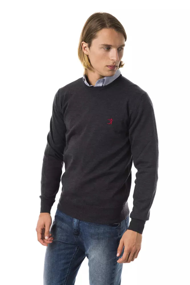 Uominitaliani Gray Merino Wool Men Sweater LUNESCAPE