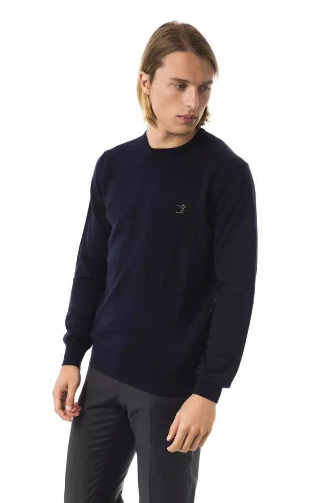 Uominitaliani Blue Merino Wool Men's Sweater LUNESCAPE