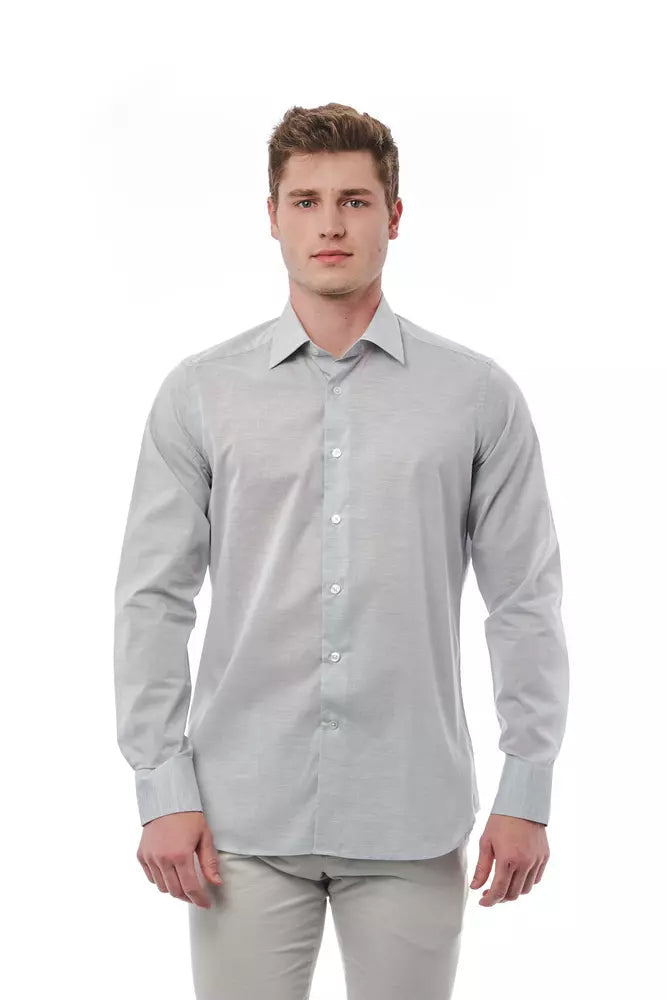 Bagutta Gray Cotton Men Shirt LUNESCAPE