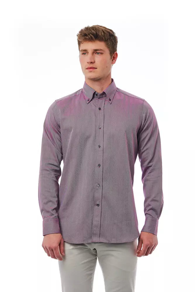 Bagutta Burgundy Cotton Men Shirt LUNESCAPE