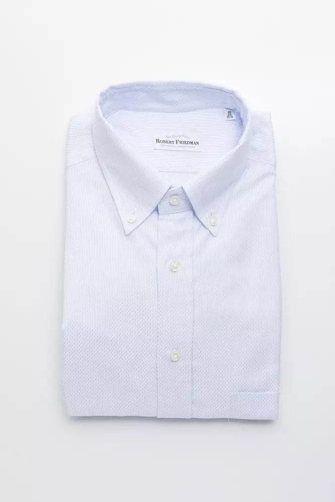 Robert Friedman Light Blue Cotton Men Shirt LUNESCAPE