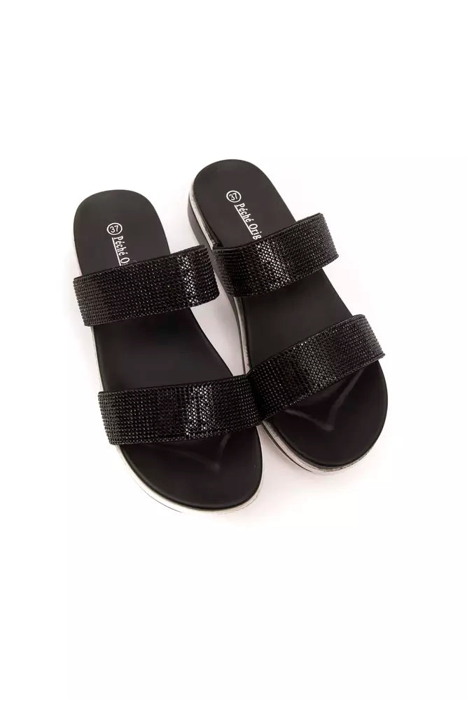 Péché Originel Chic Rhinestone Twin-Strap Low Sandals LUNESCAPE
