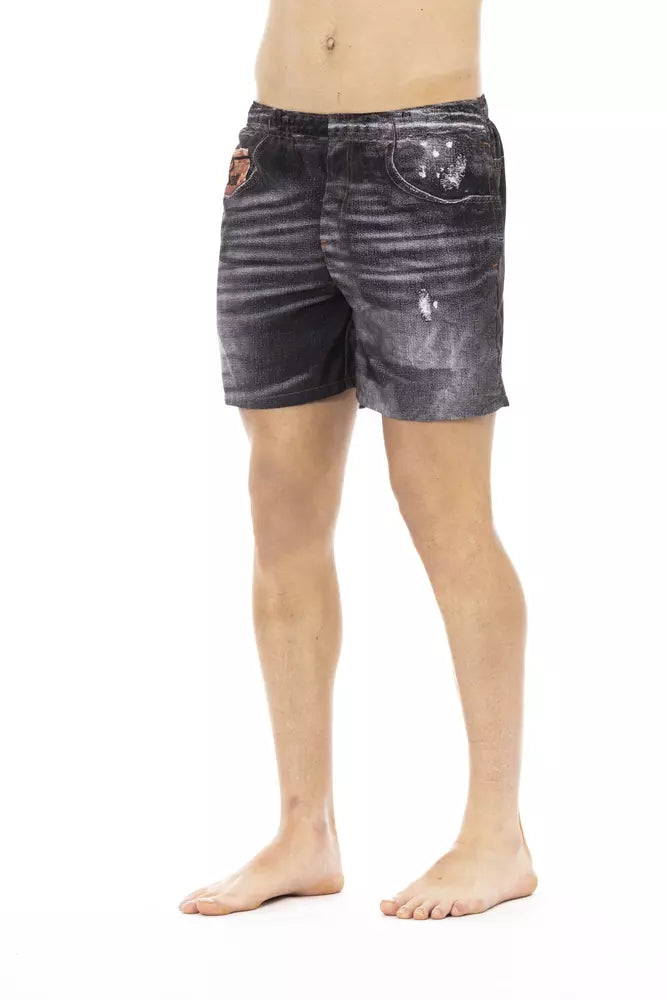 Just Cavalli Black Polyester Men Swimwear Shorts