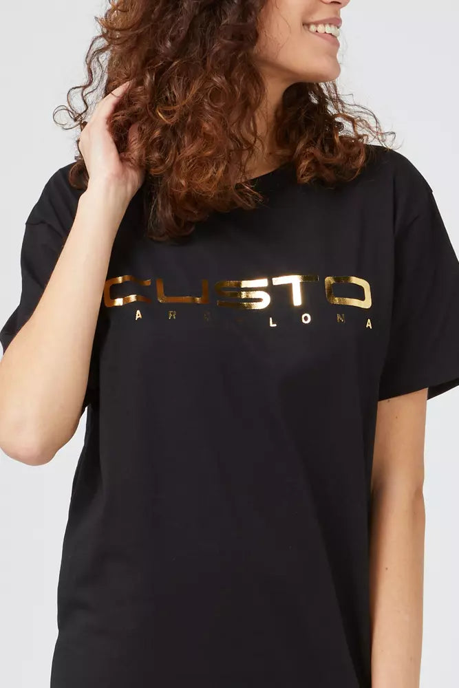 Custo Barcelona Black Cotton Women T-Shirt LUNESCAPE