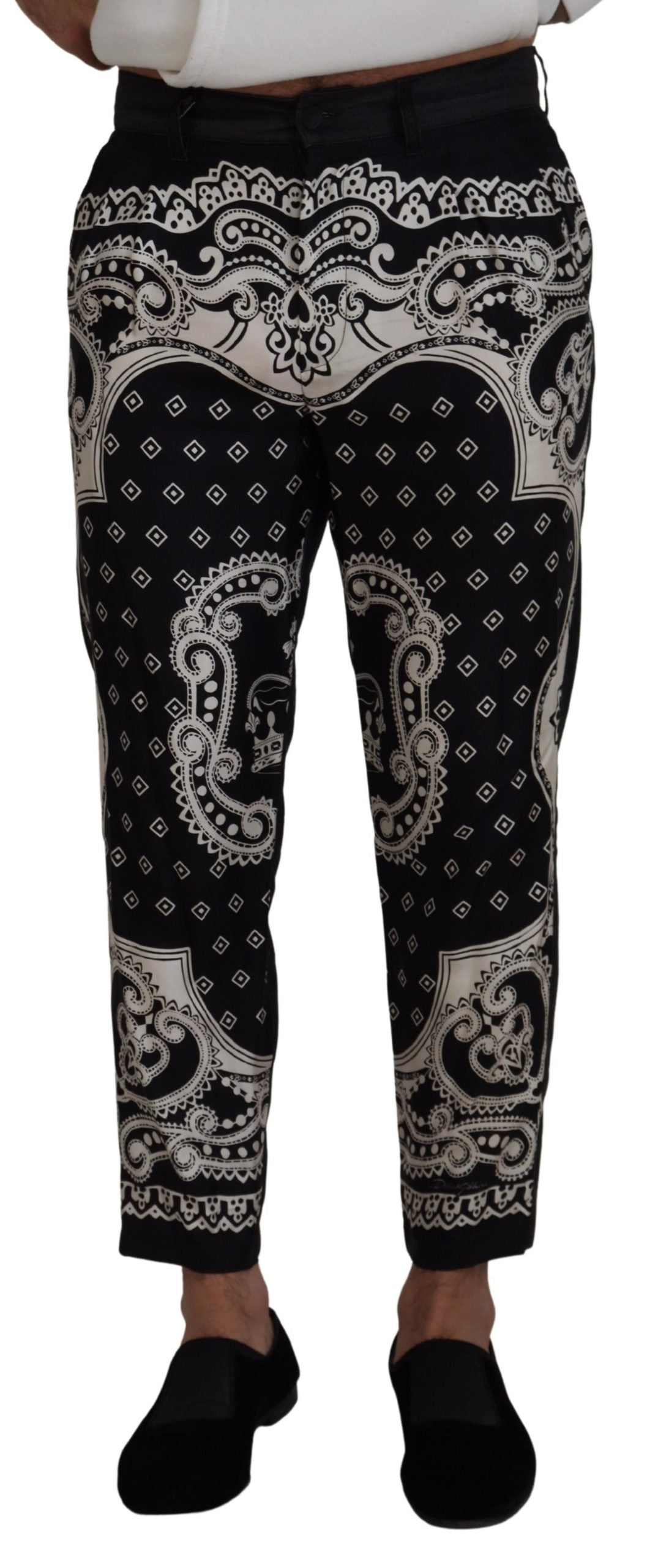 Dolce & Gabbana Black Silk Bandana Print Pants LUNESCAPE