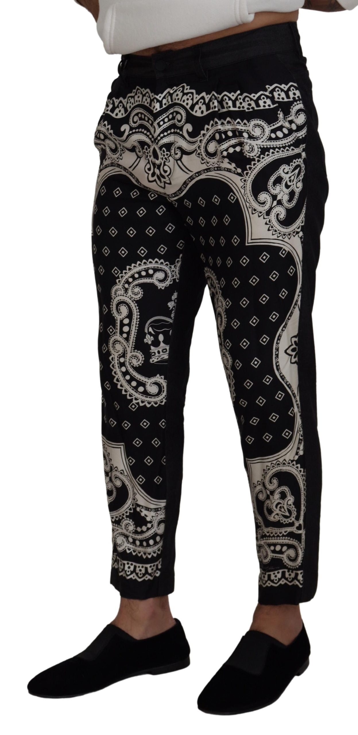 Dolce & Gabbana Black Silk Bandana Print Pants LUNESCAPE