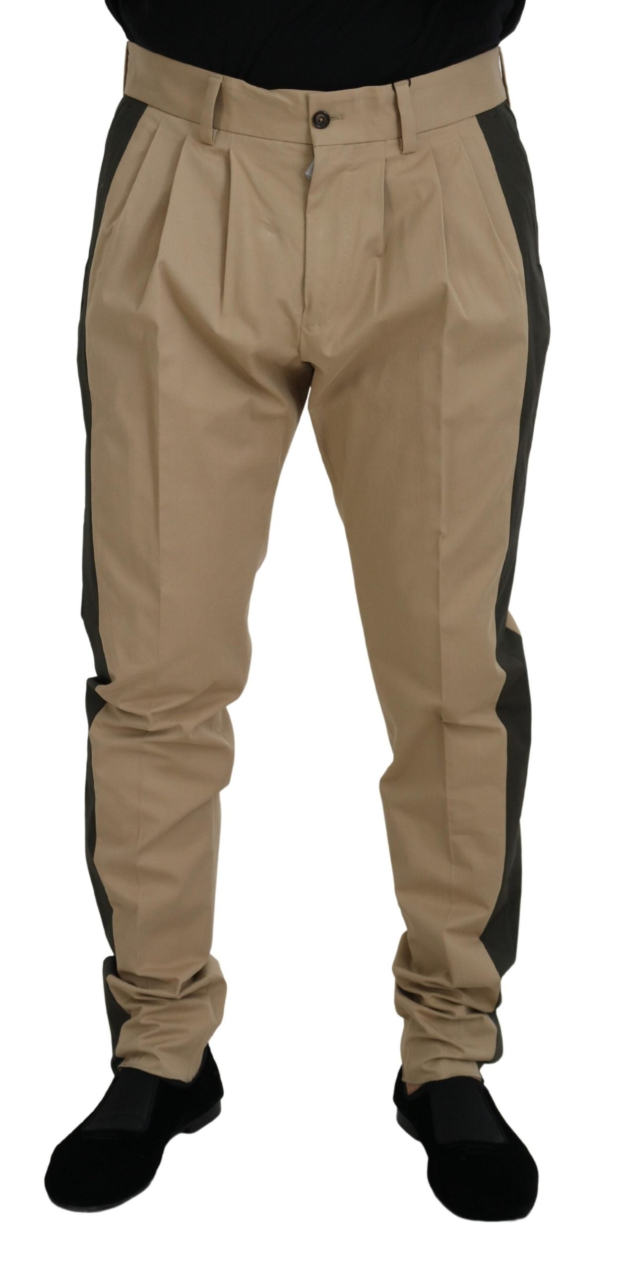 Dolce & Gabbana Brown Black Cotton Chino Men Pants LUNESCAPE