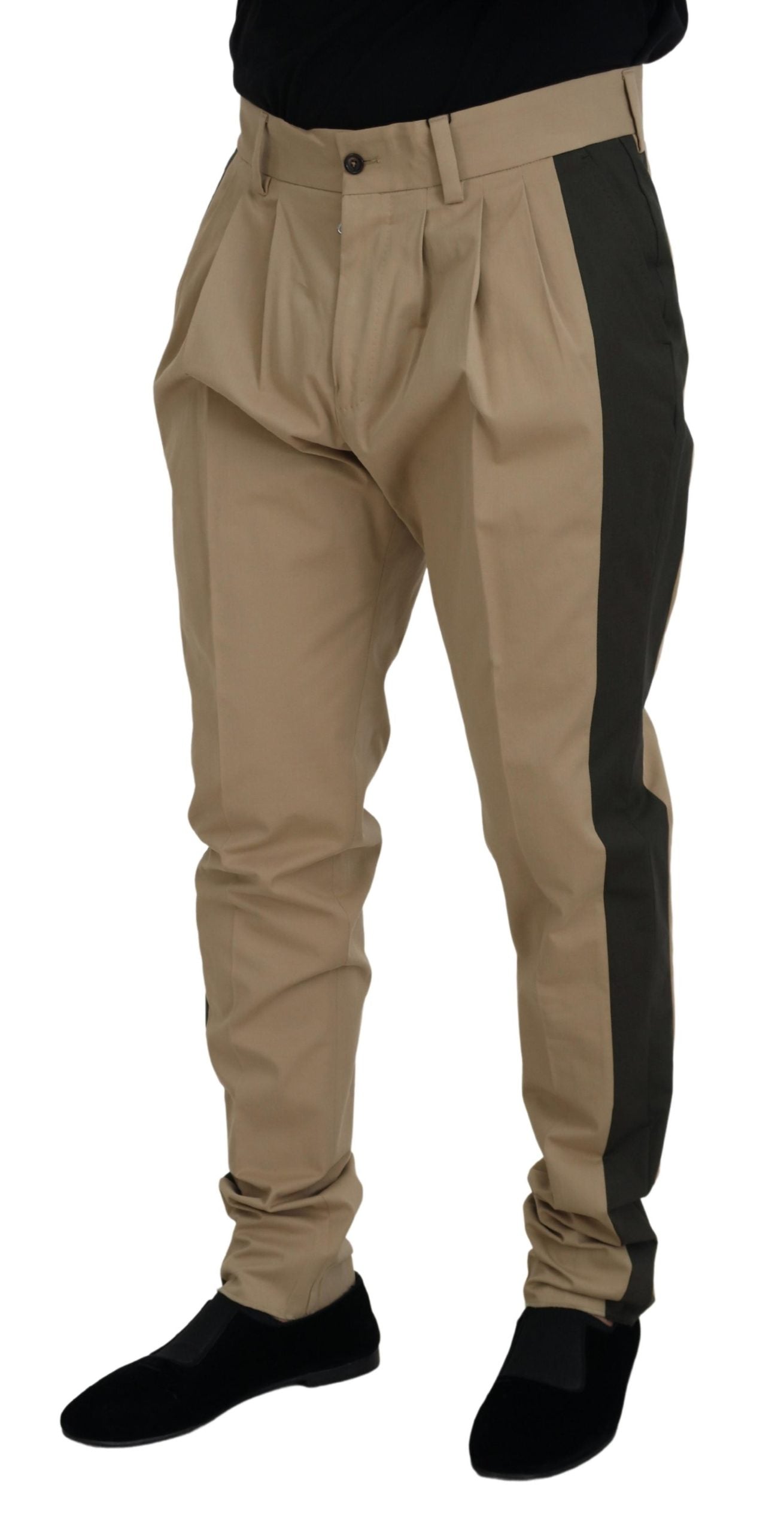Dolce & Gabbana Brown Black Cotton Chino Men Pants LUNESCAPE