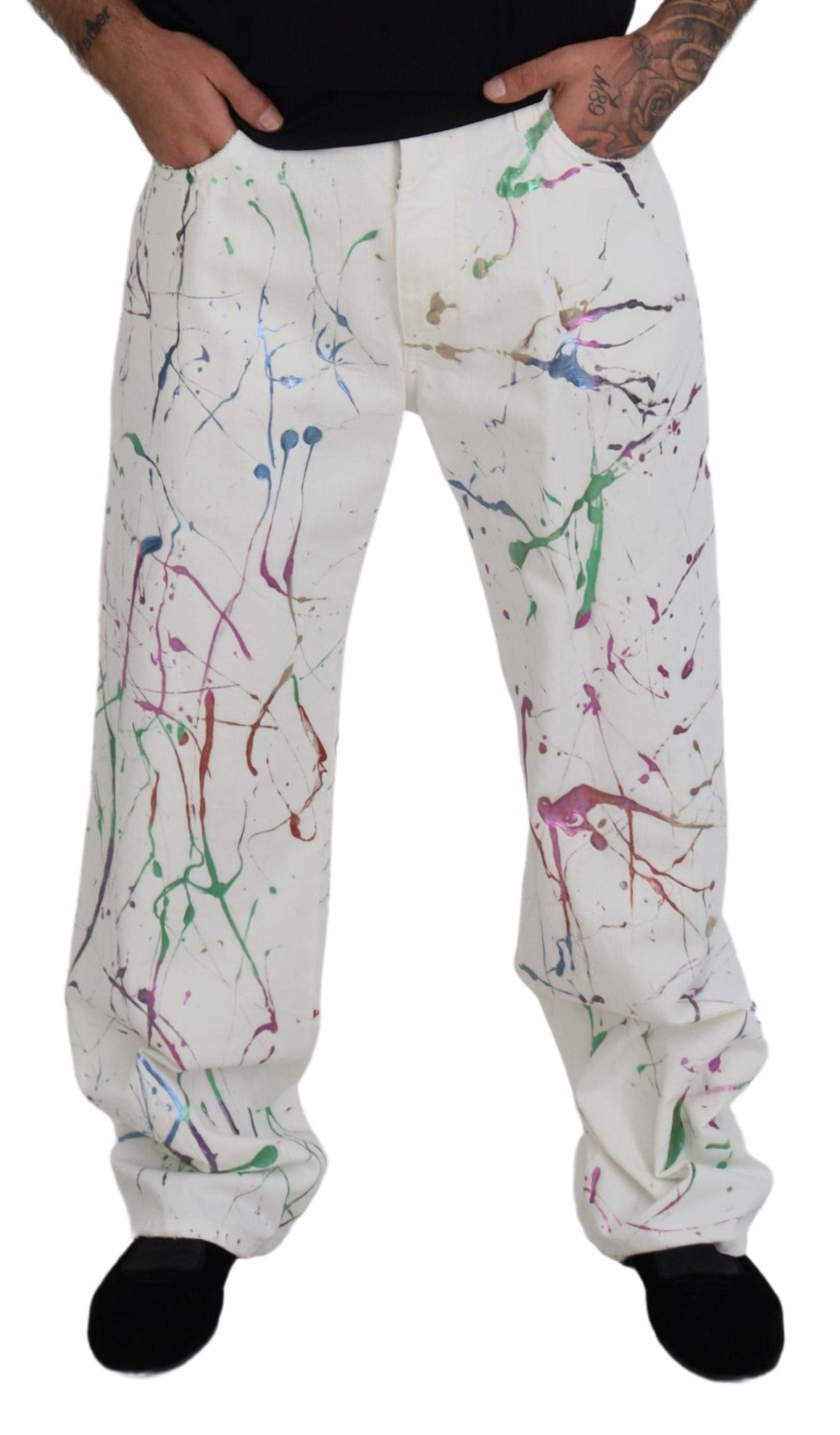 Dolce & Gabbana Paint Spatter White Jeans