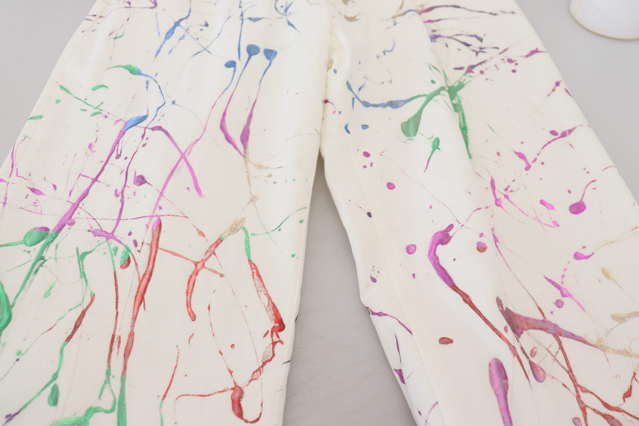 Dolce & Gabbana Paint Spatter White Jeans