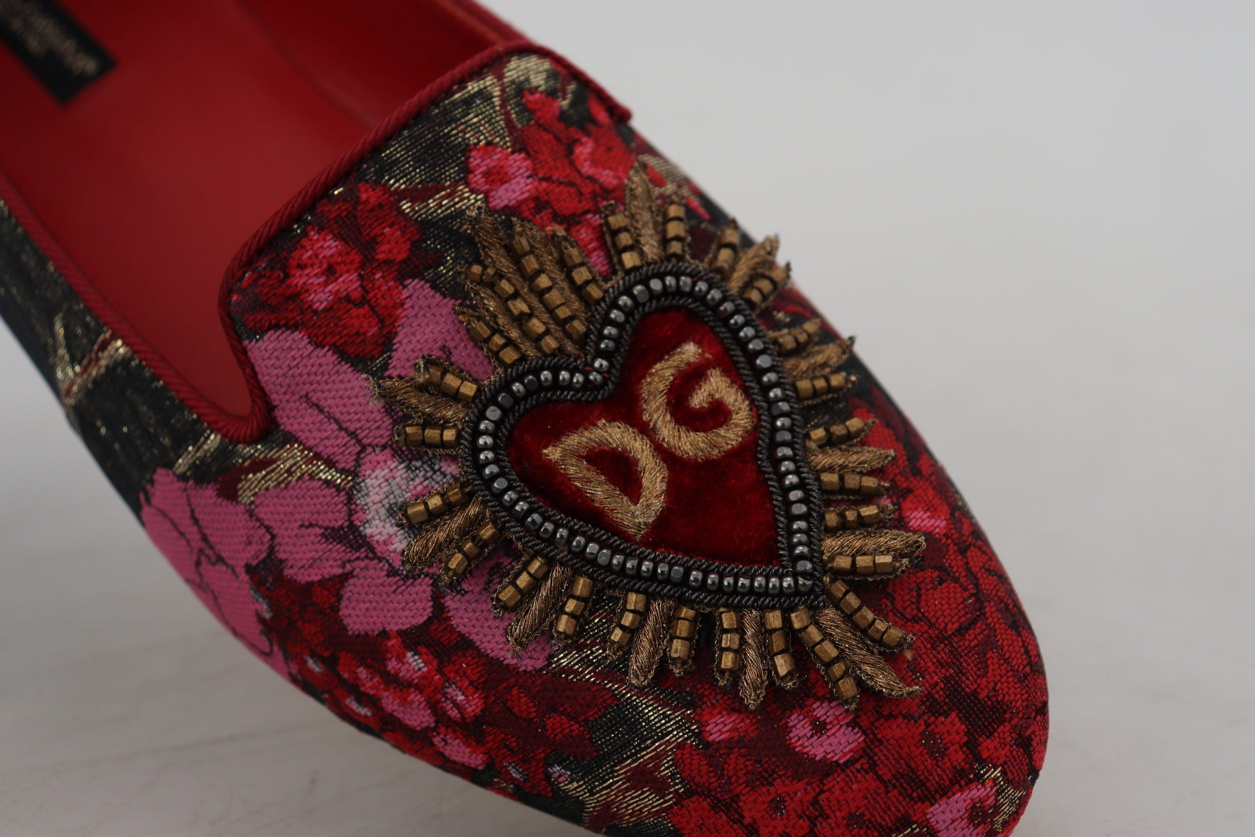 Dolce & Gabbana Multicolor Jacquard Sacred Heart Patch Slip On Shoes LUNESCAPE