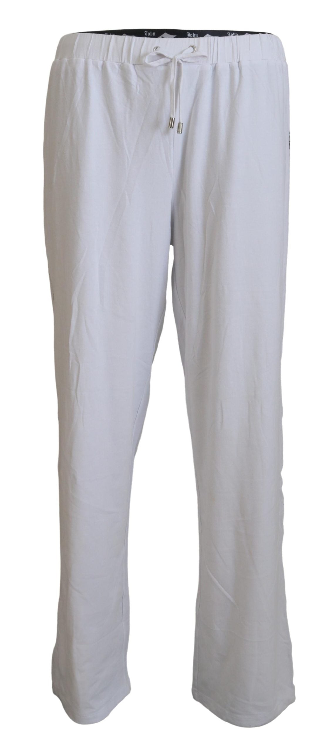 John Galliano White Cotton Logo Loose Men Pants LUNESCAPE