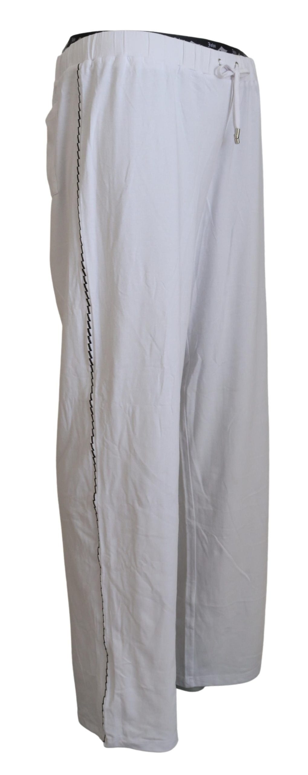 John Galliano White Cotton Logo Loose Men Pants LUNESCAPE