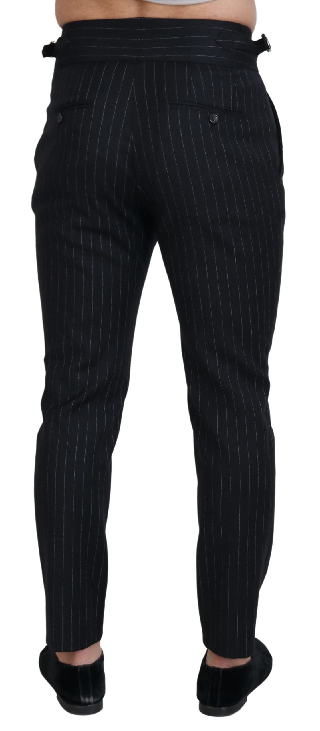 Dolce & Gabbana Elegant Black Striped Wool Blend Trousers LUNESCAPE