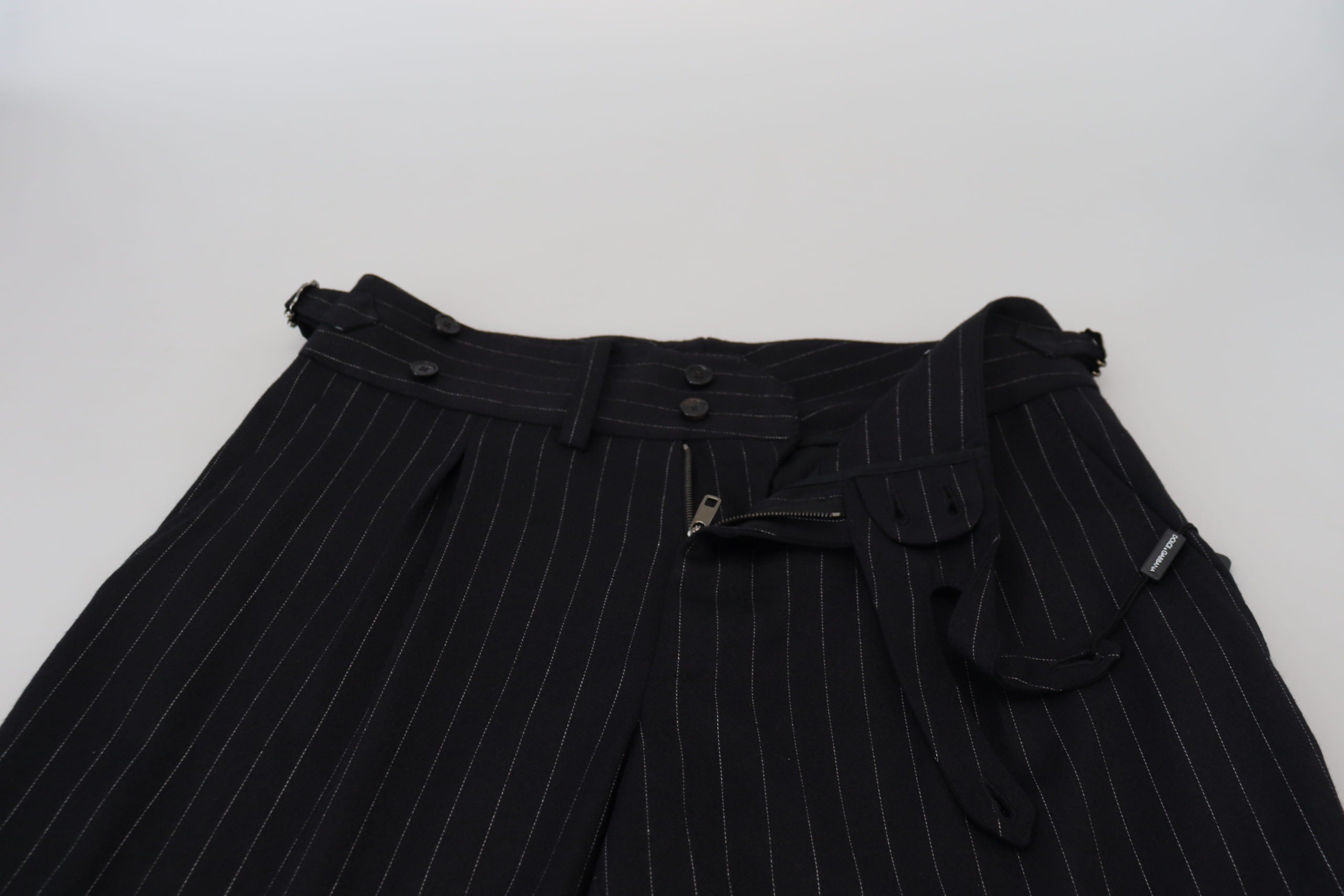 Dolce & Gabbana Elegant Black Striped Wool Blend Trousers LUNESCAPE