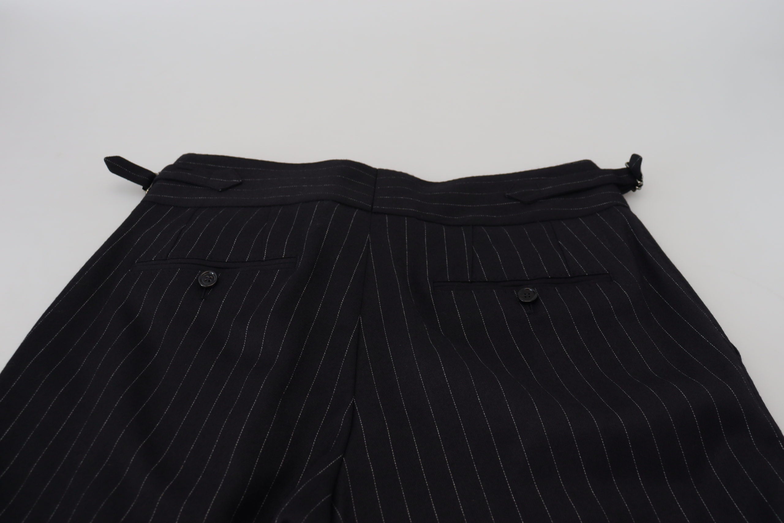 Dolce & Gabbana Elegant Black Striped Wool Blend Trousers LUNESCAPE