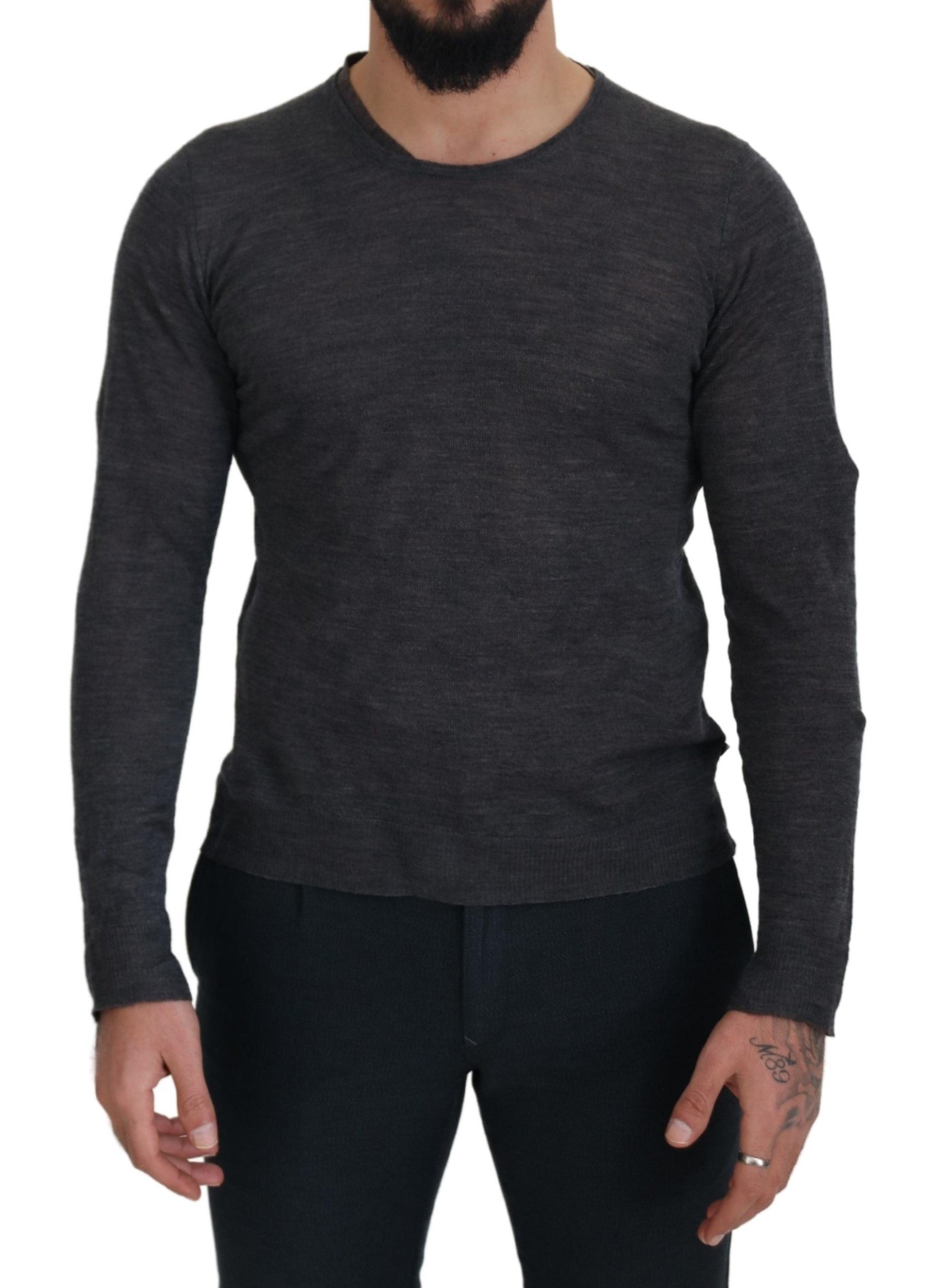 Costume National Gray Crewneck Pullover Sweater LUNESCAPE