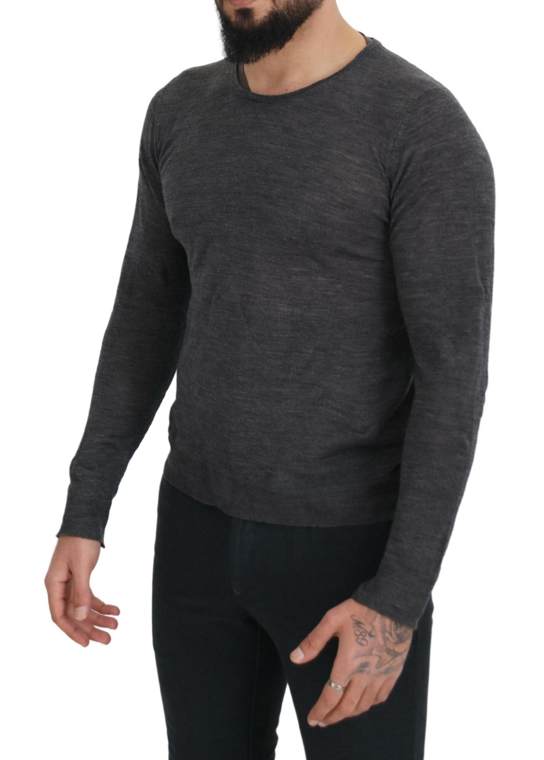 Costume National Gray Crewneck Pullover Sweater LUNESCAPE