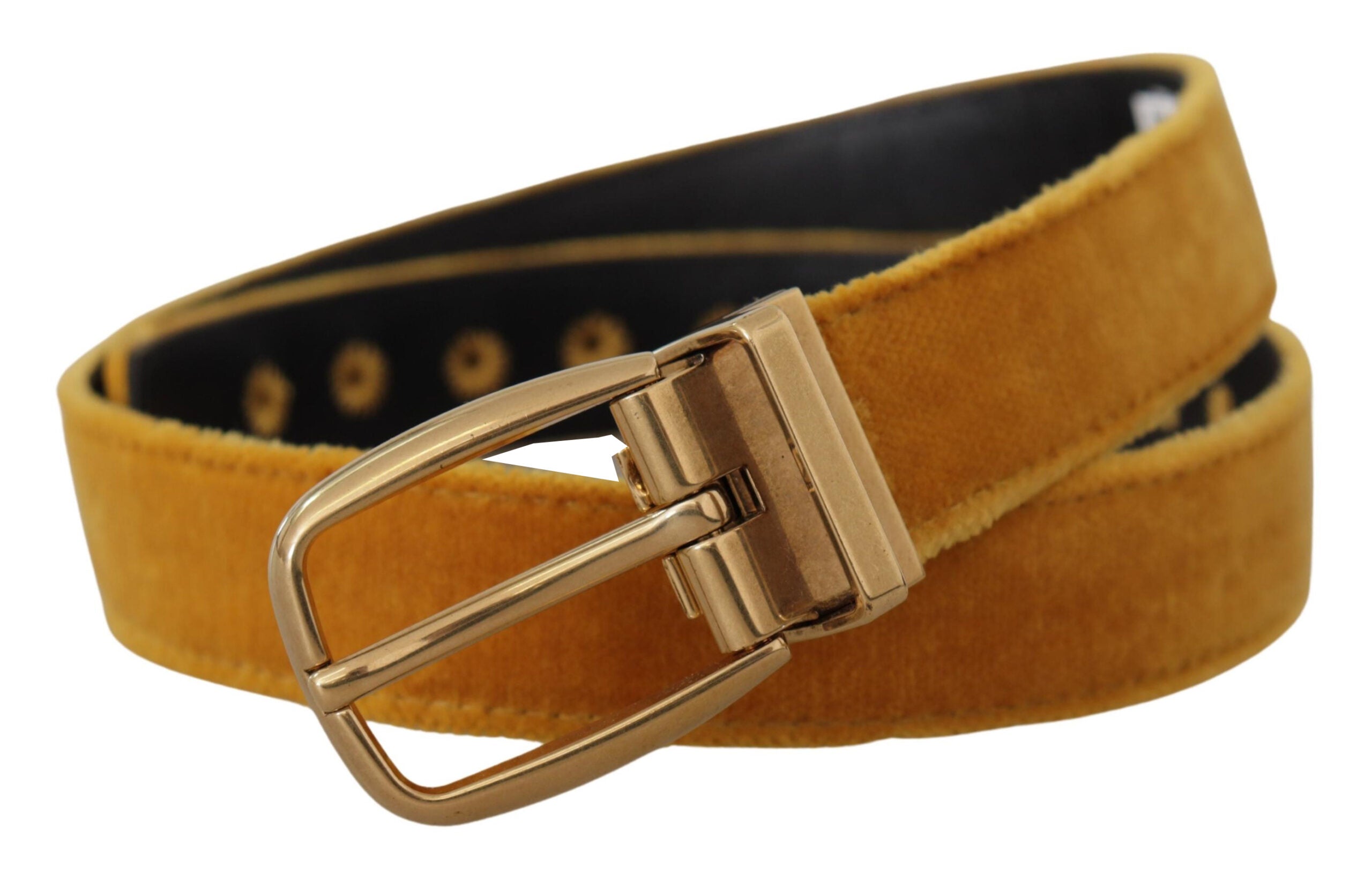 Dolce & Gabbana Elegant Velvet Gold Buckle Women's Belt LUNESCAPE