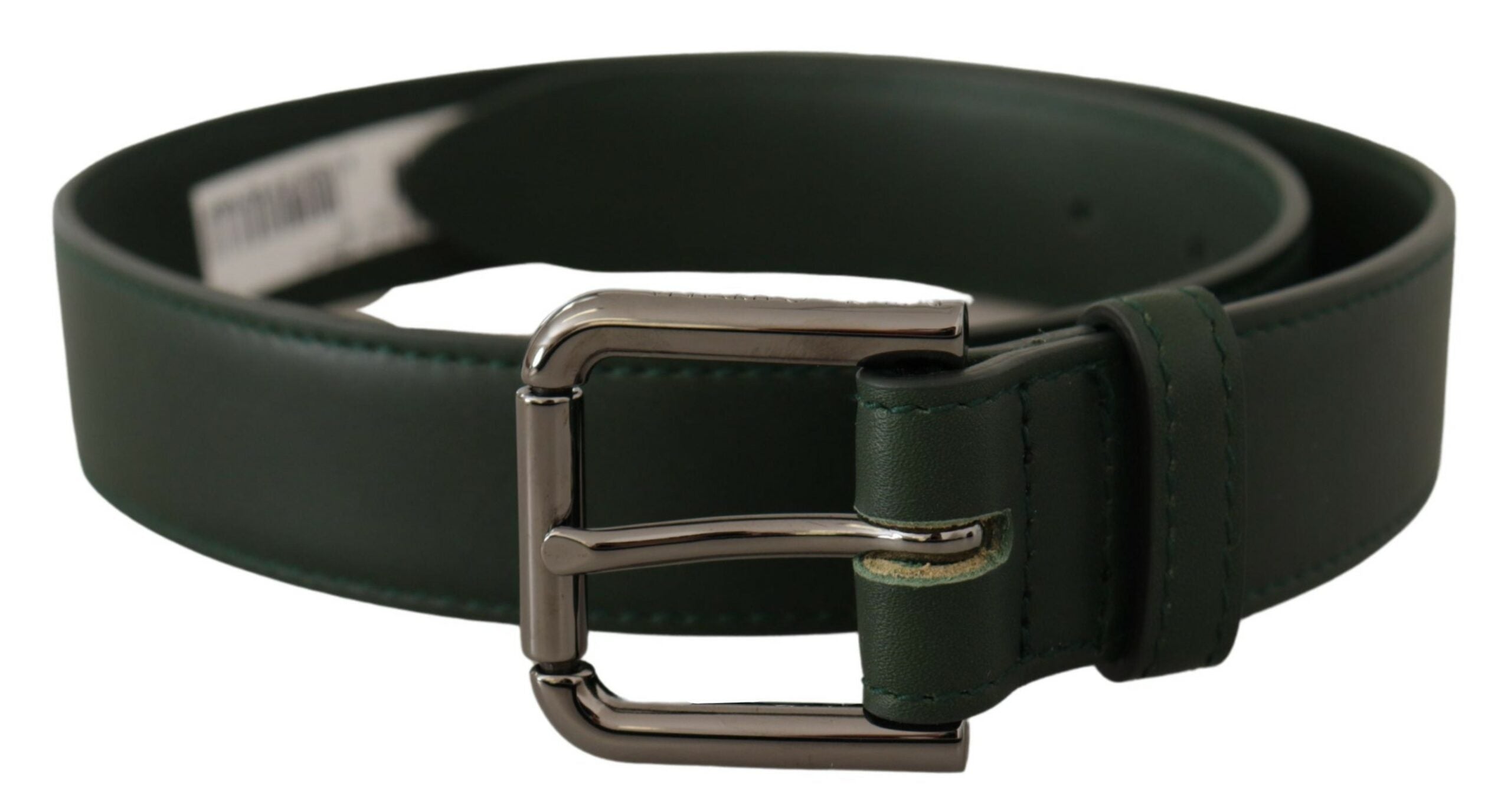 Dolce & Gabbana Army Green Leather Logo Metal Waist Buckle Belt LUNESCAPE