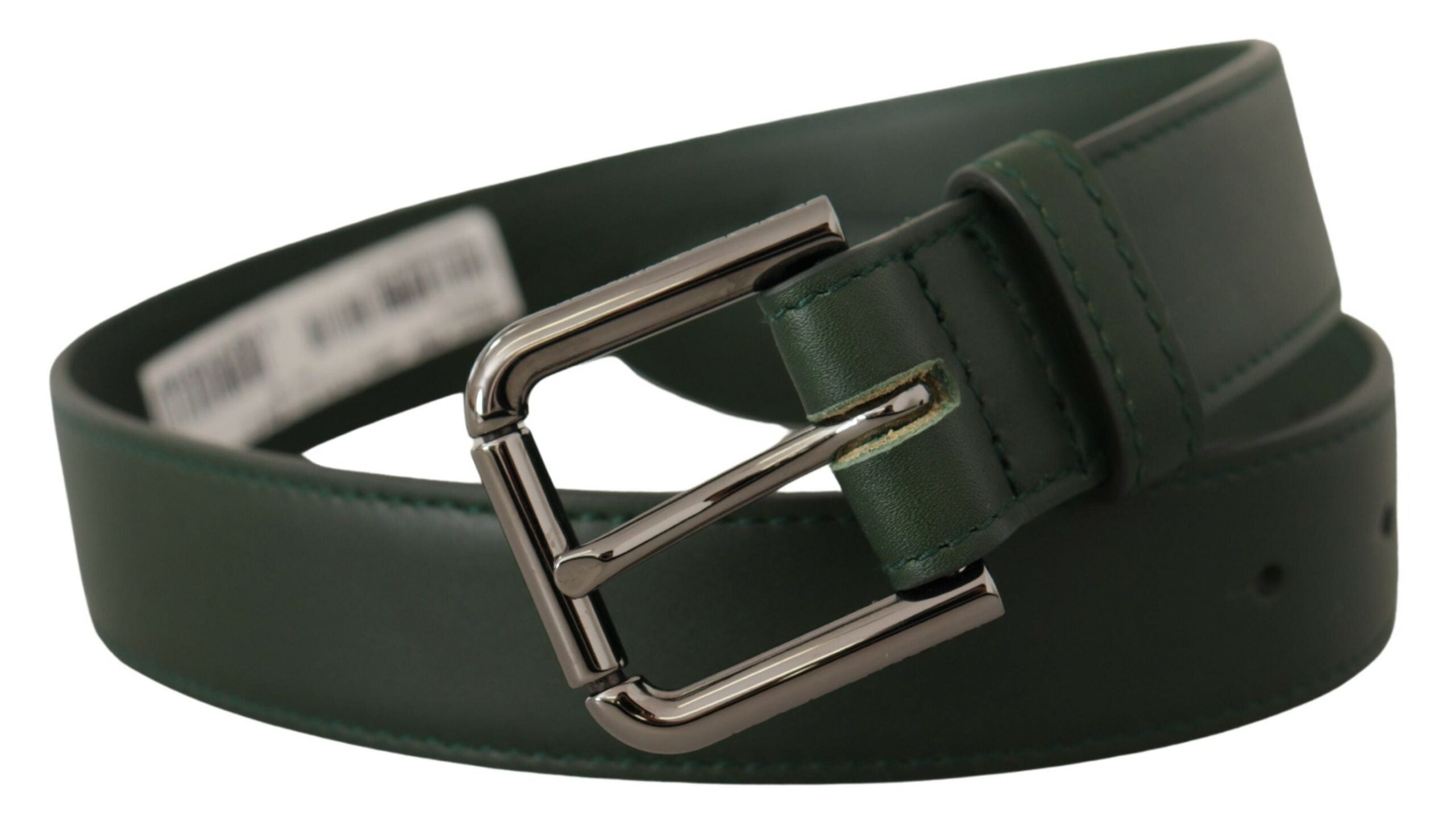 Dolce & Gabbana Army Green Leather Logo Metal Waist Buckle Belt LUNESCAPE
