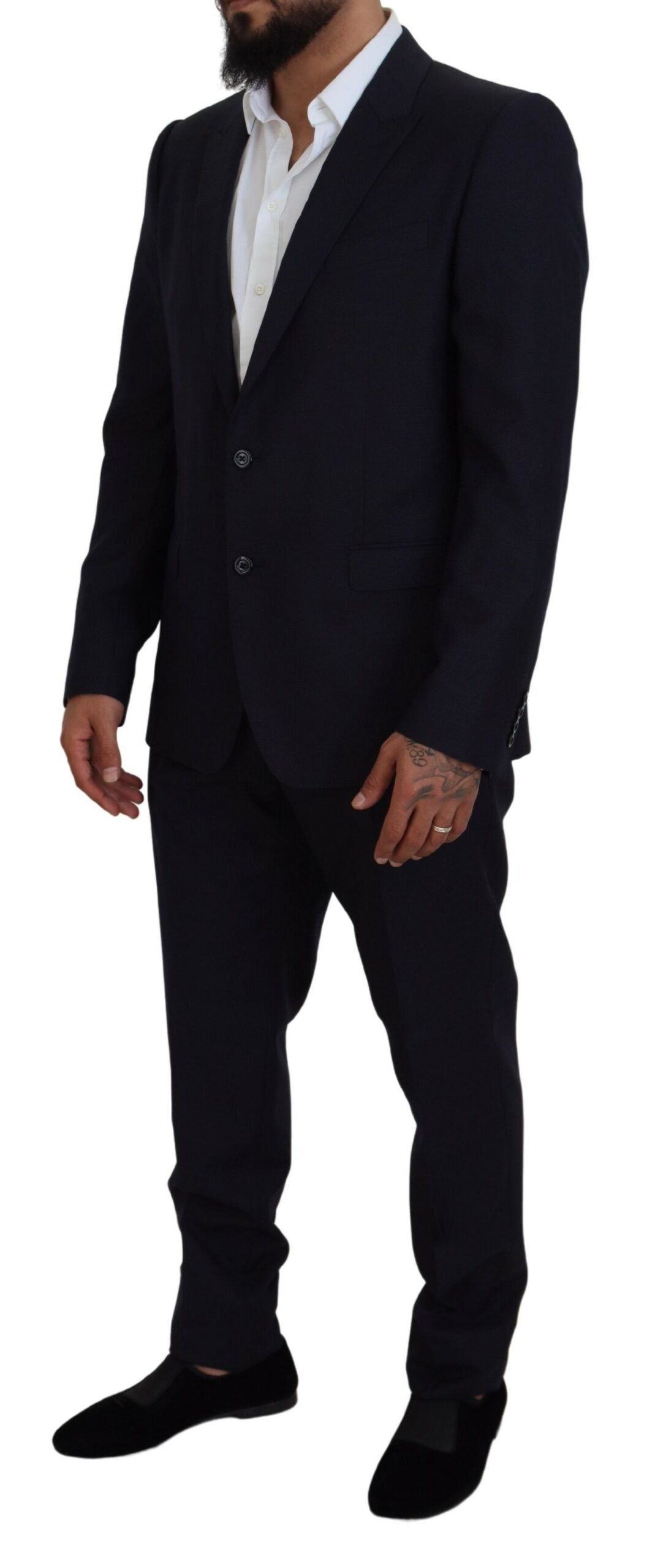 Dolce & Gabbana Elegant Blue Martini Wool-Silk Blend Suit LUNESCAPE