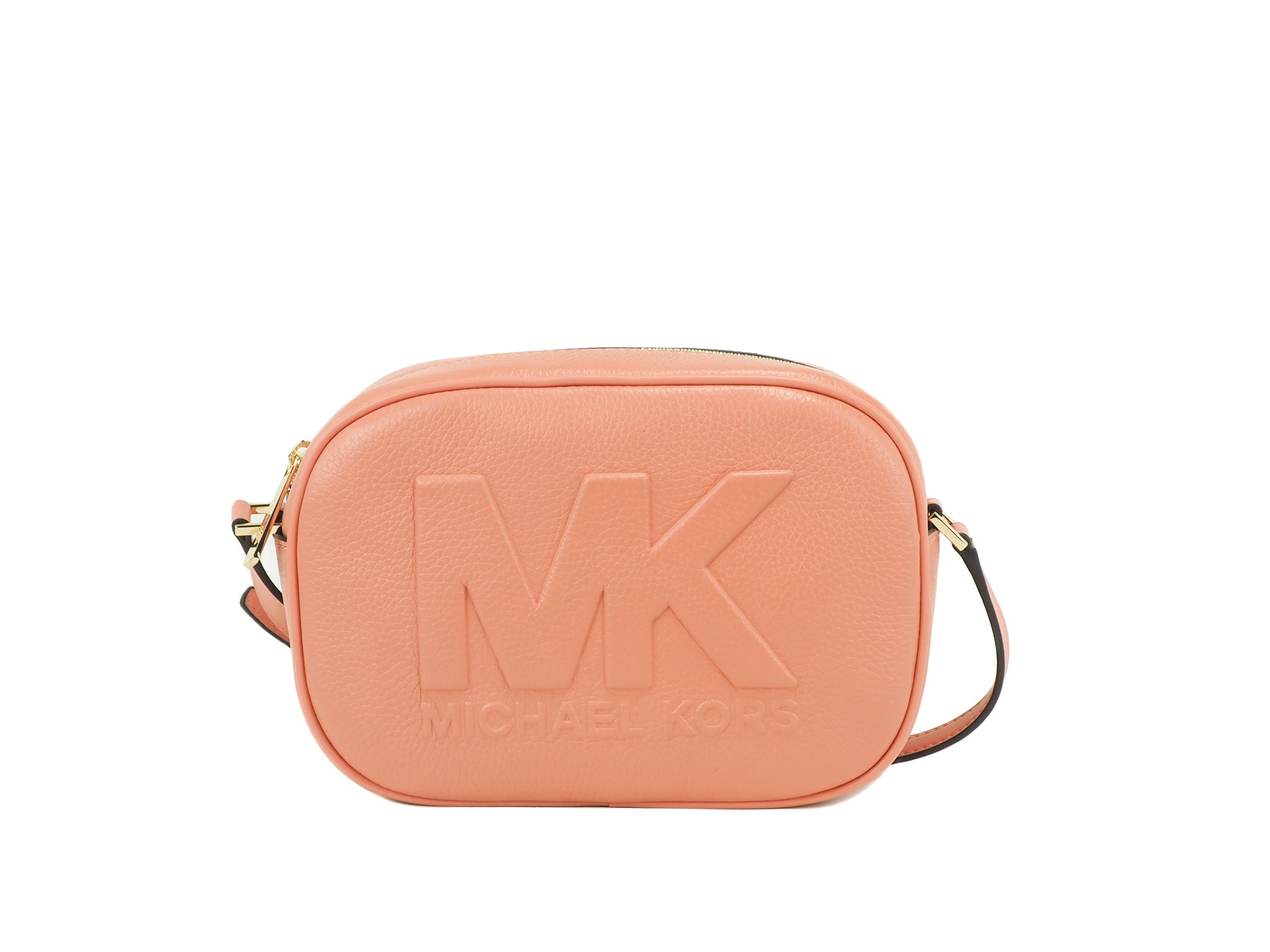 Michael Kors Jet Set Travel Medium Sherbert Leather Oval Camera Crossbody Bag LUNESCAPE