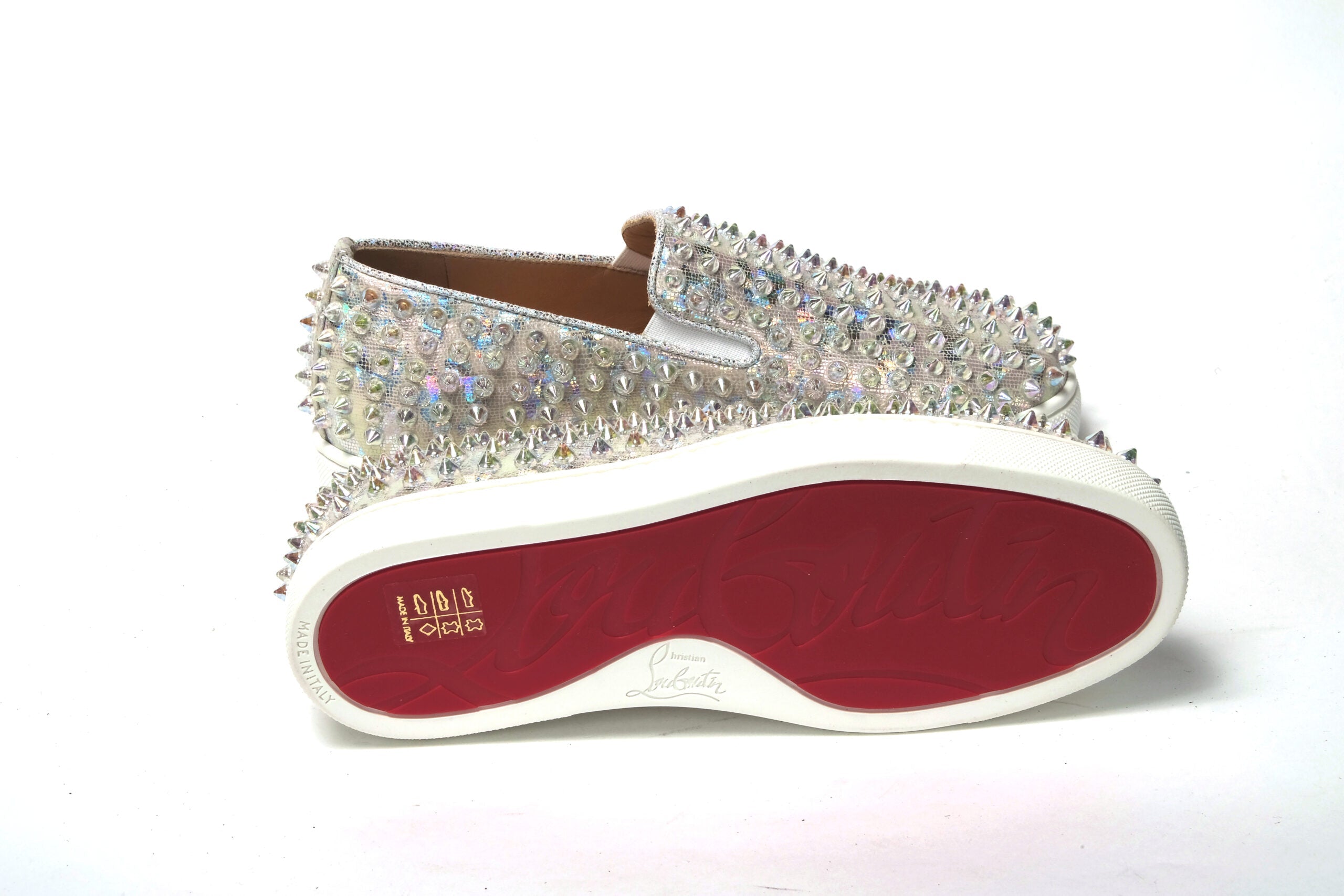 Christian Louboutin White Ab/Clear Ab Roller Boat Woman Flat Sneaker LUNESCAPE