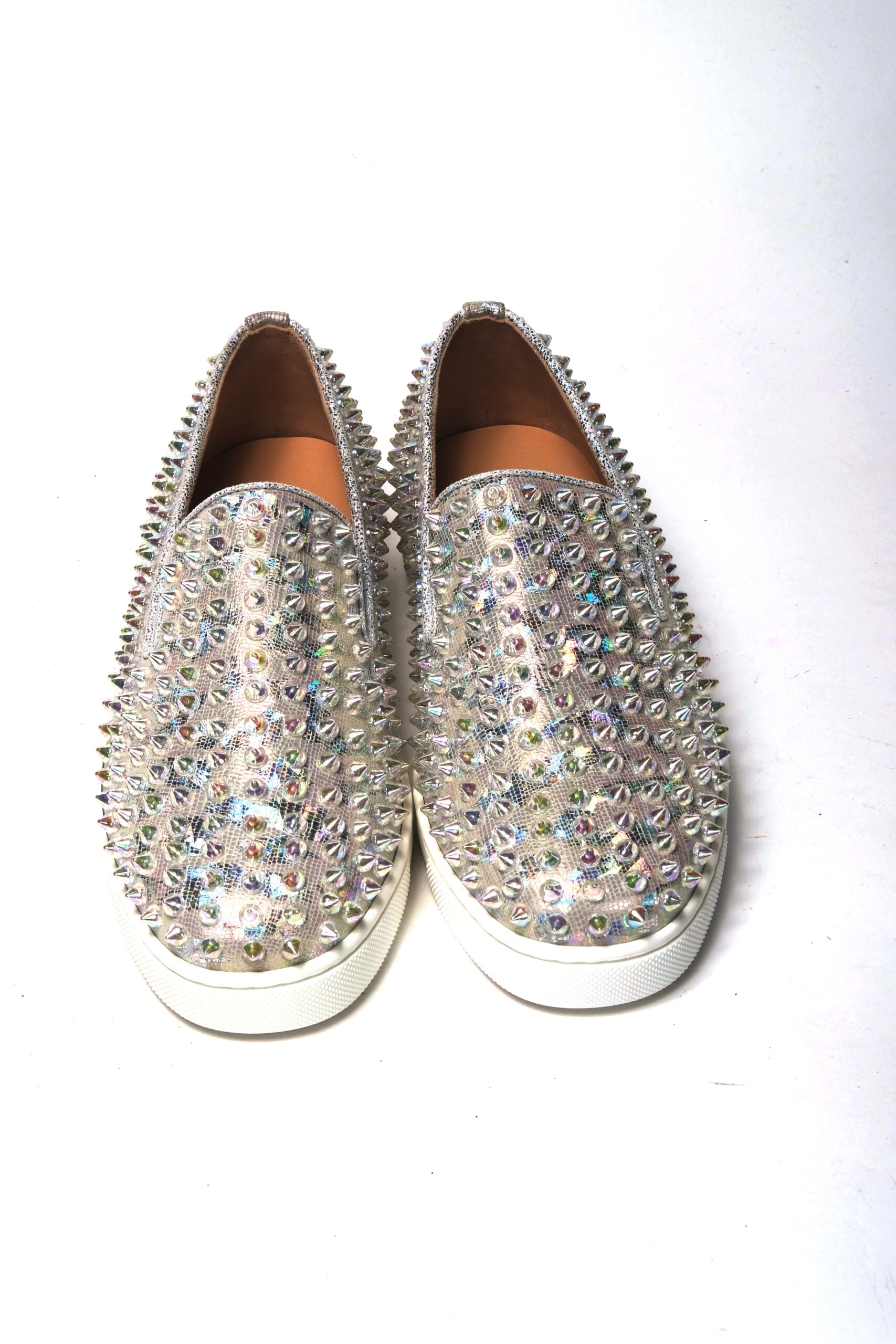 Christian Louboutin White Ab/Clear Ab Roller Boat Woman Flat Sneaker LUNESCAPE