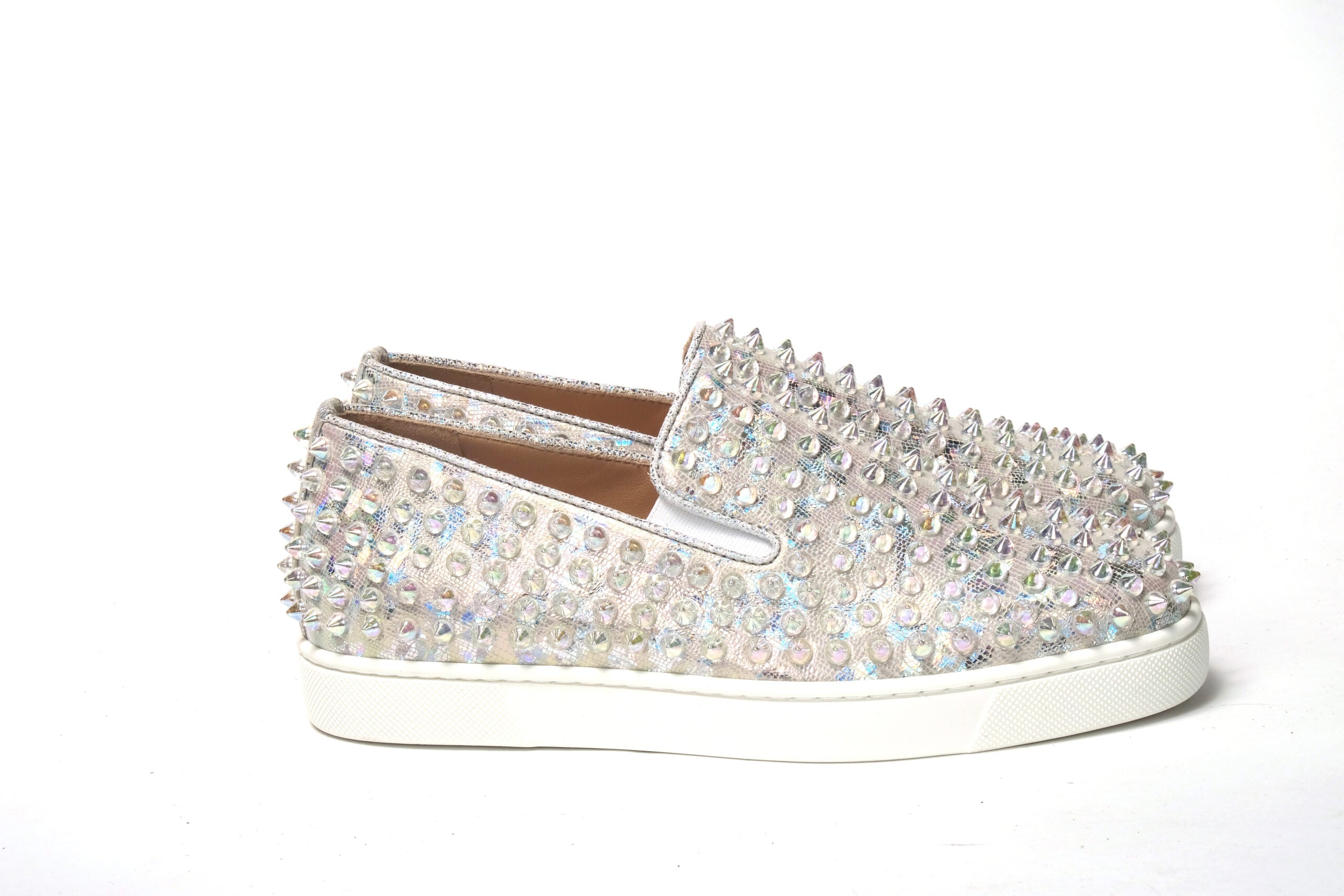Christian Louboutin White Ab/Clear Ab Roller Boat Woman Flat Sneaker LUNESCAPE