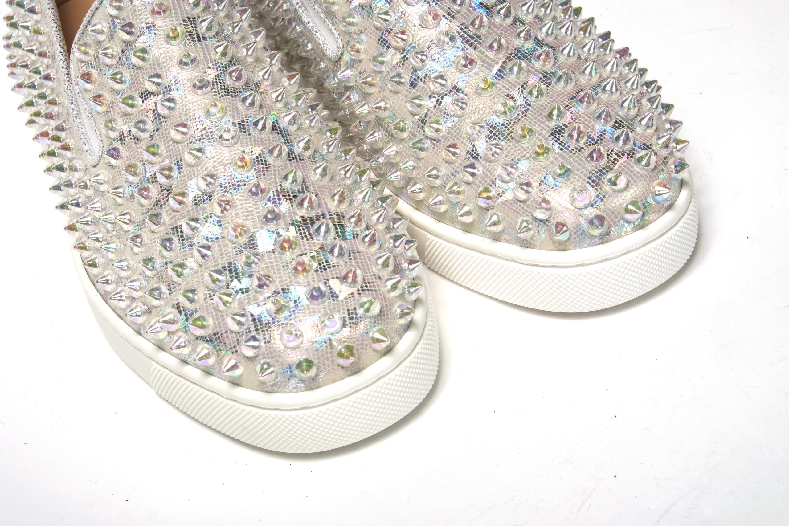 Christian Louboutin White Ab/Clear Ab Roller Boat Woman Flat Sneaker LUNESCAPE