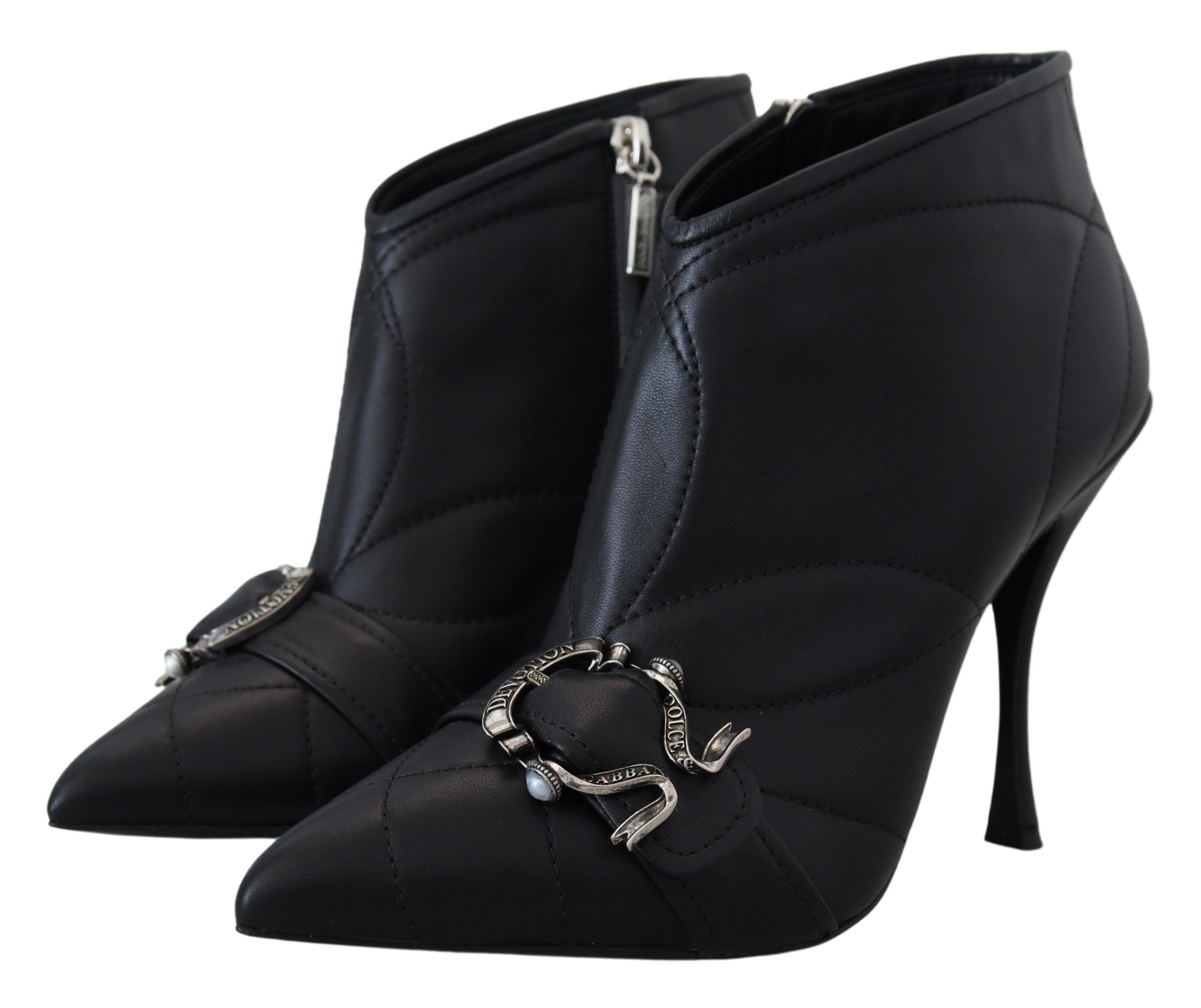 Dolce & Gabbana Elegant Black Quilted Leather Booties LUNESCAPE