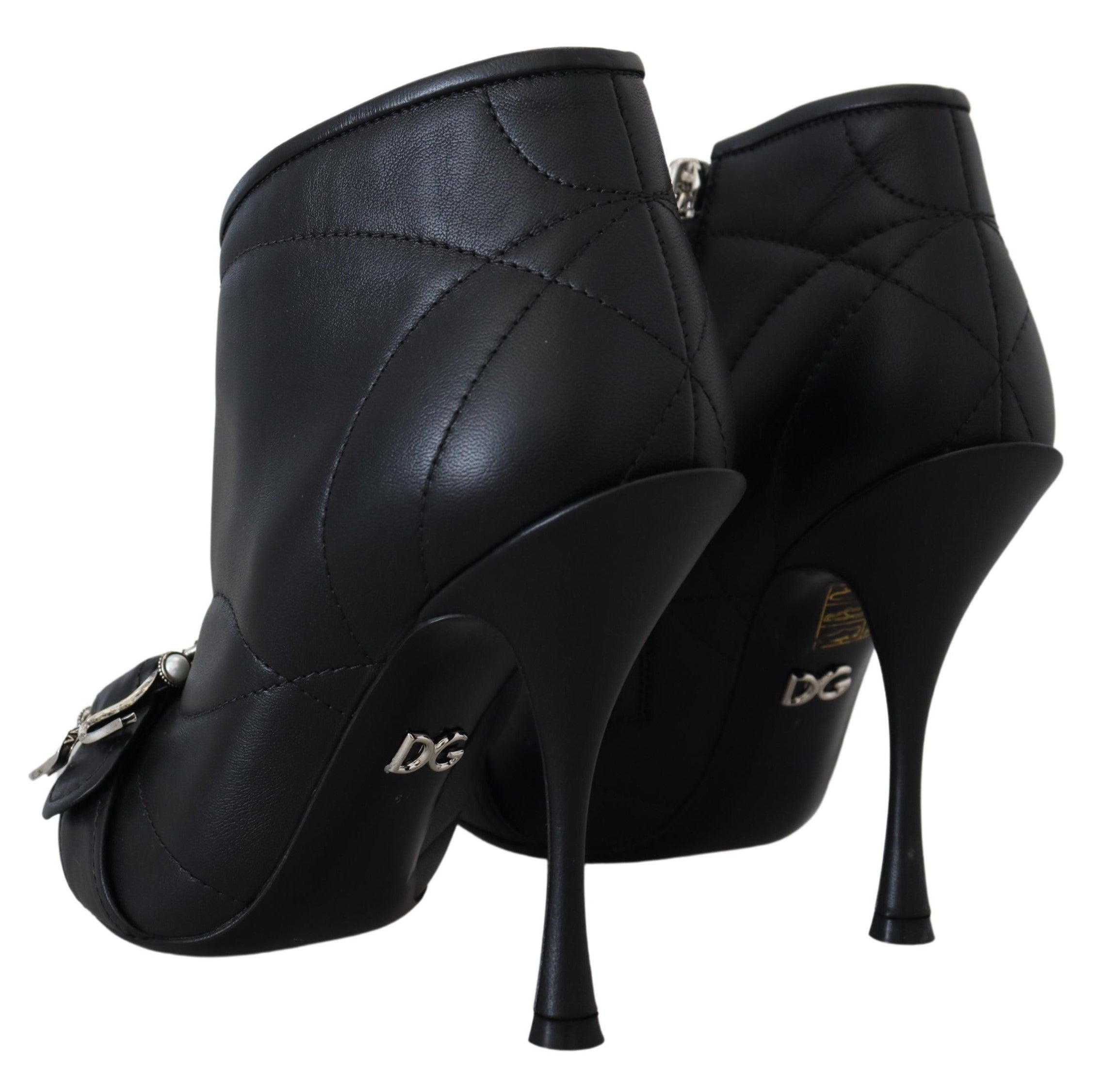Dolce & Gabbana Elegant Black Quilted Leather Booties LUNESCAPE