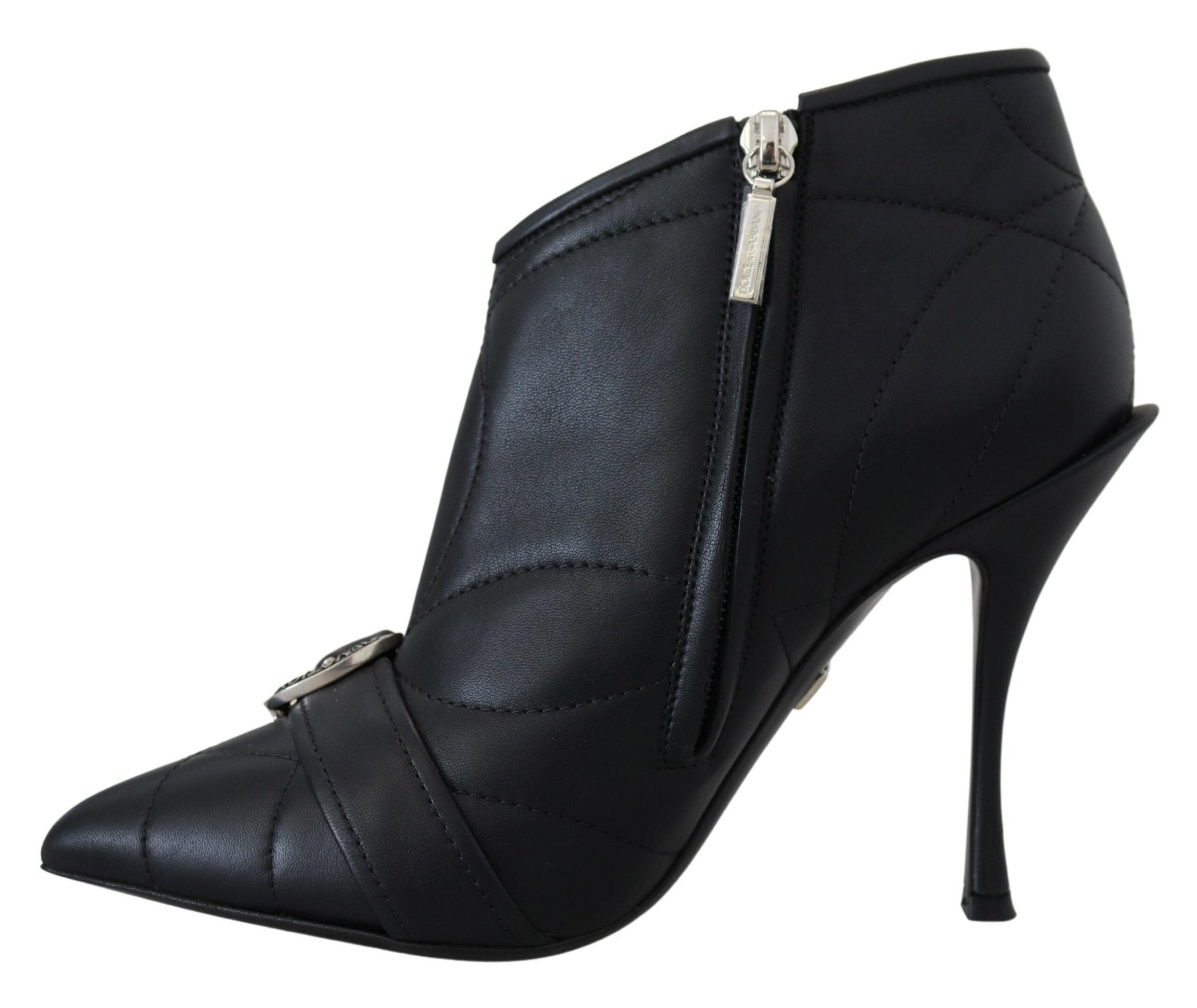 Dolce & Gabbana Elegant Black Quilted Leather Booties LUNESCAPE
