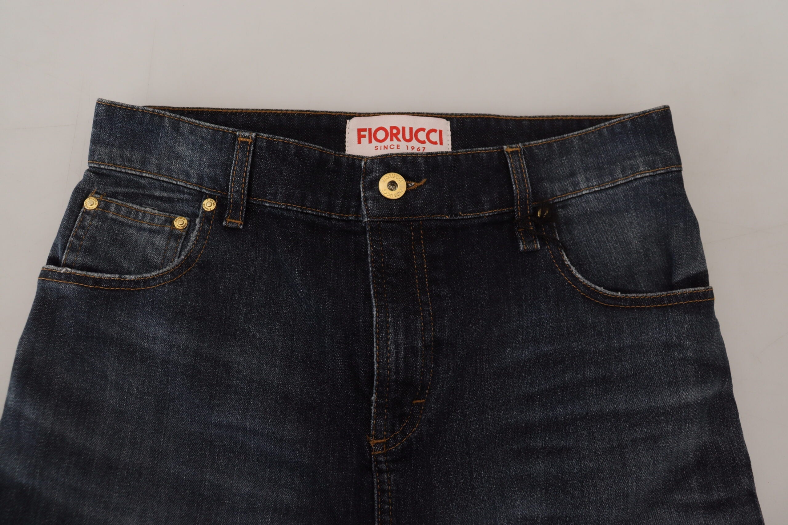 Fiorucci Dark Blue Washed Mid Waist Pencil Cut Denim Skirt LUNESCAPE