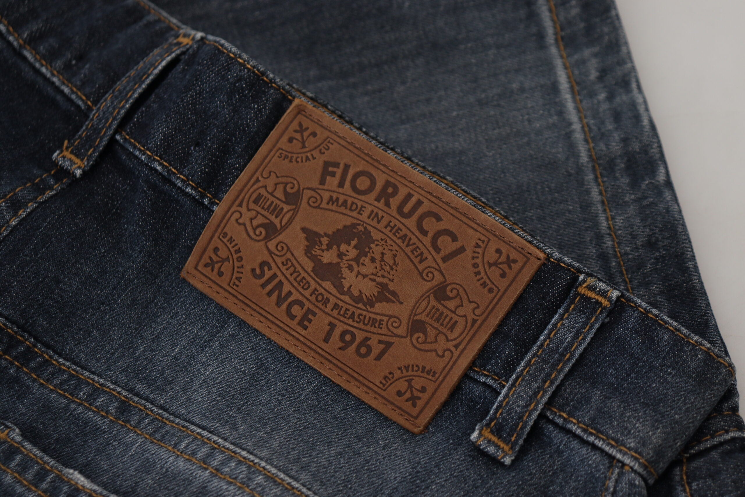 Fiorucci Dark Blue Washed Mid Waist Pencil Cut Denim Skirt LUNESCAPE