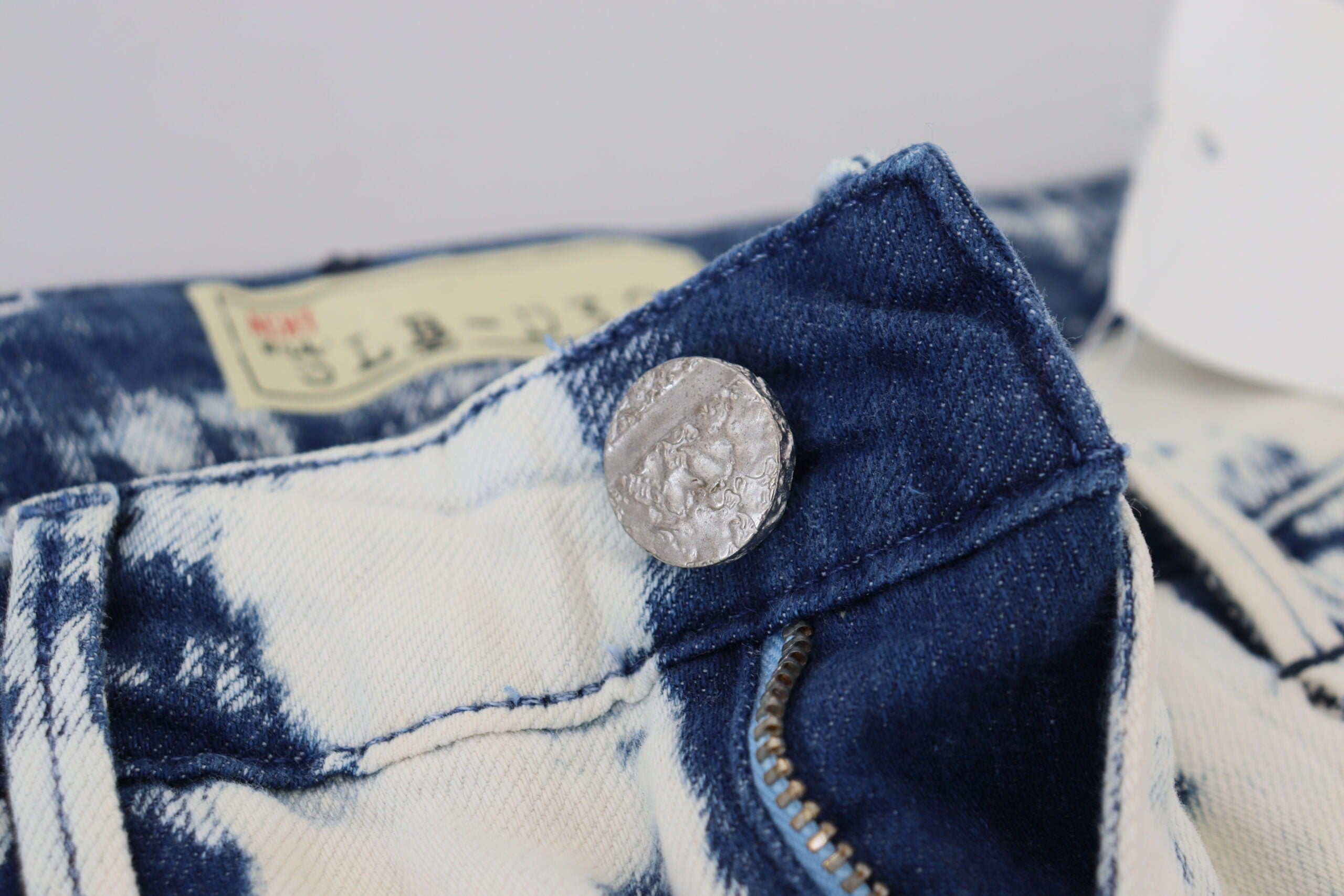 Acht White Blue Cotton Skinny Women Tattered Denim Jeans LUNESCAPE
