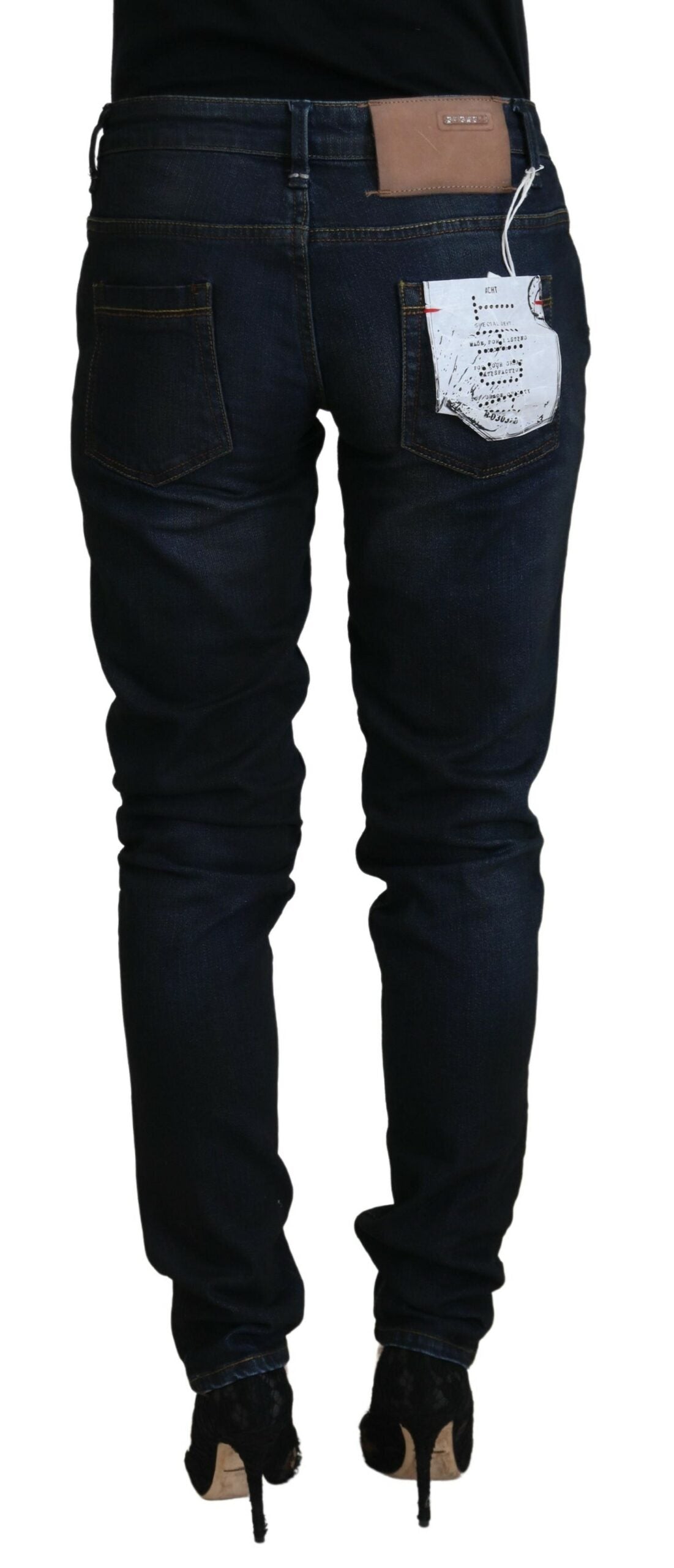 Acht Blue Cotton Skinny Low Waist Women Casual Denim Jeans LUNESCAPE