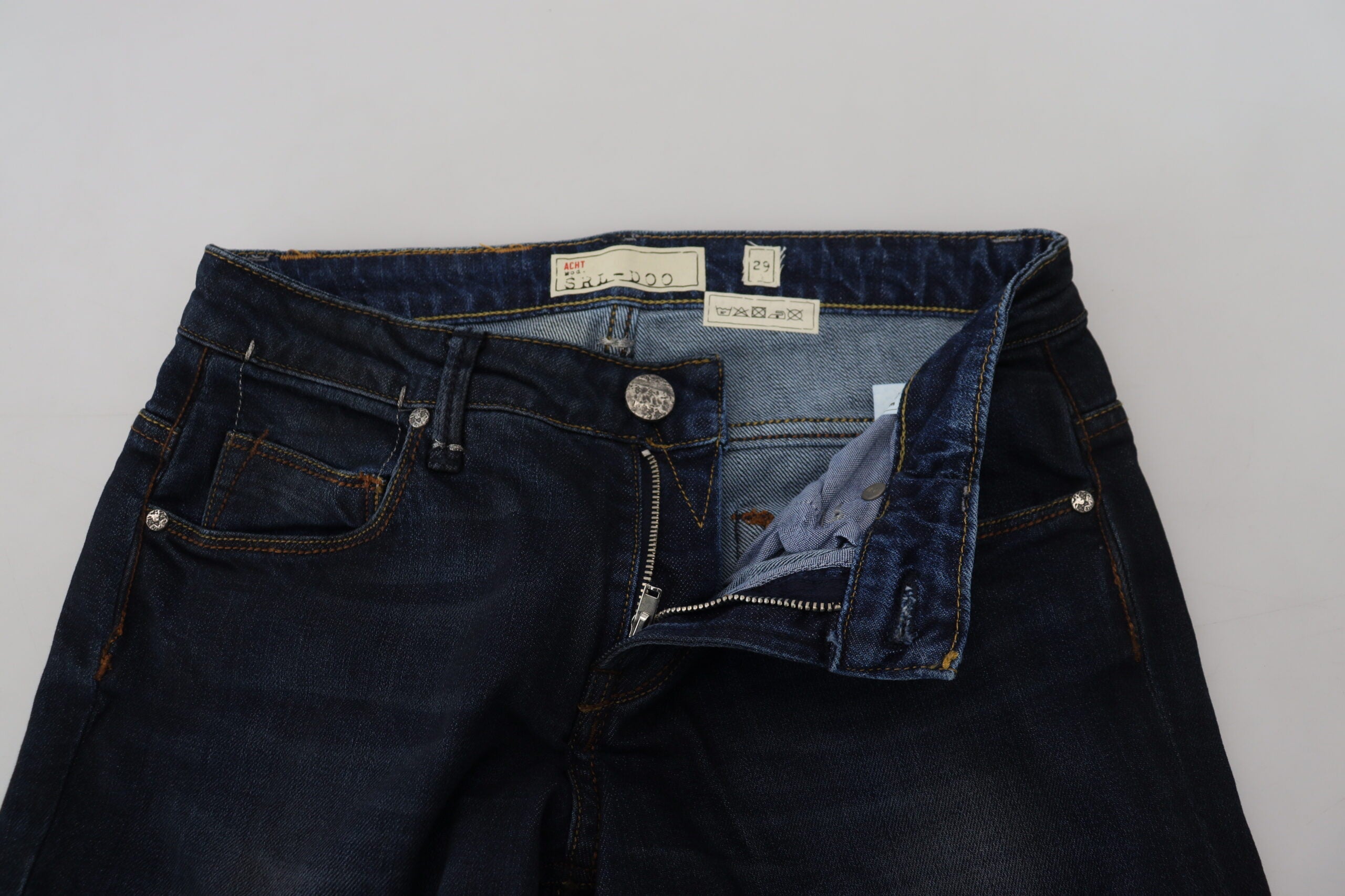 Acht Blue Cotton Skinny Low Waist Women Casual Denim Jeans LUNESCAPE