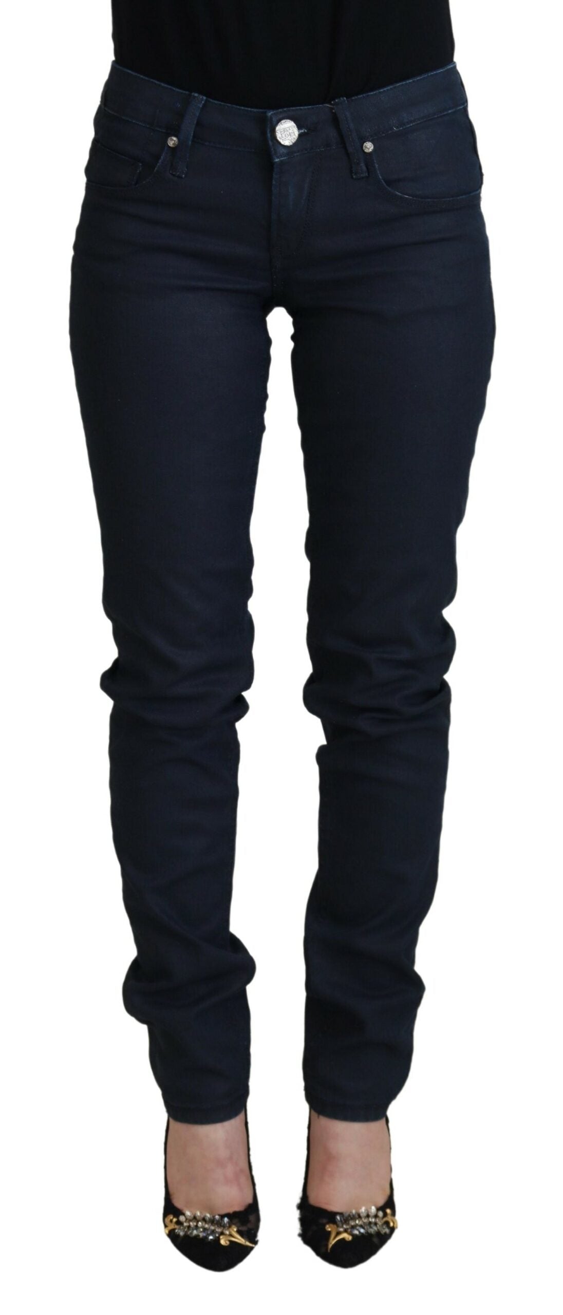 Acht Blue Cotton Skinny Low Waist Women Casual Denim Jeans LUNESCAPE