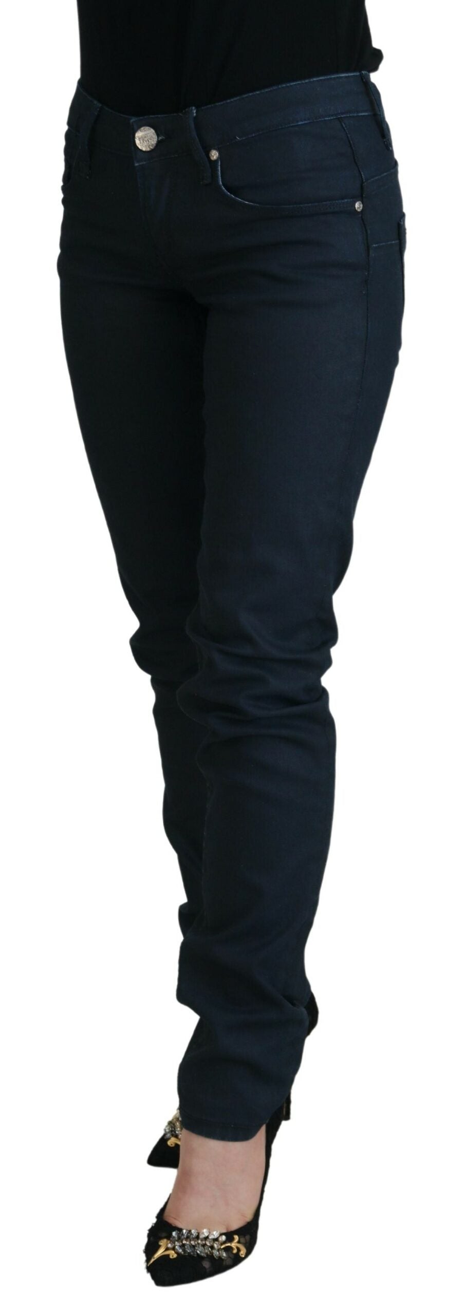 Acht Blue Cotton Skinny Low Waist Women Casual Denim Jeans LUNESCAPE
