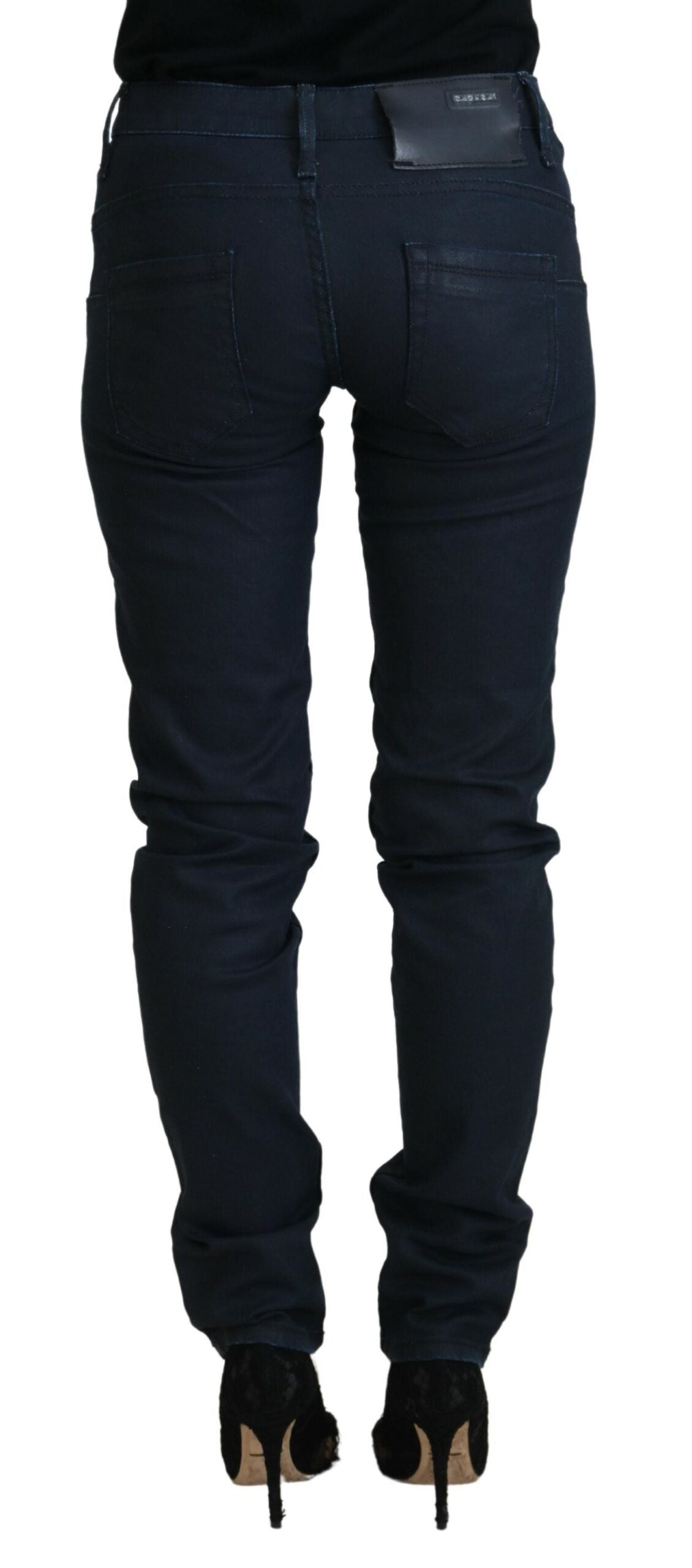 Acht Blue Cotton Skinny Low Waist Women Casual Denim Jeans LUNESCAPE