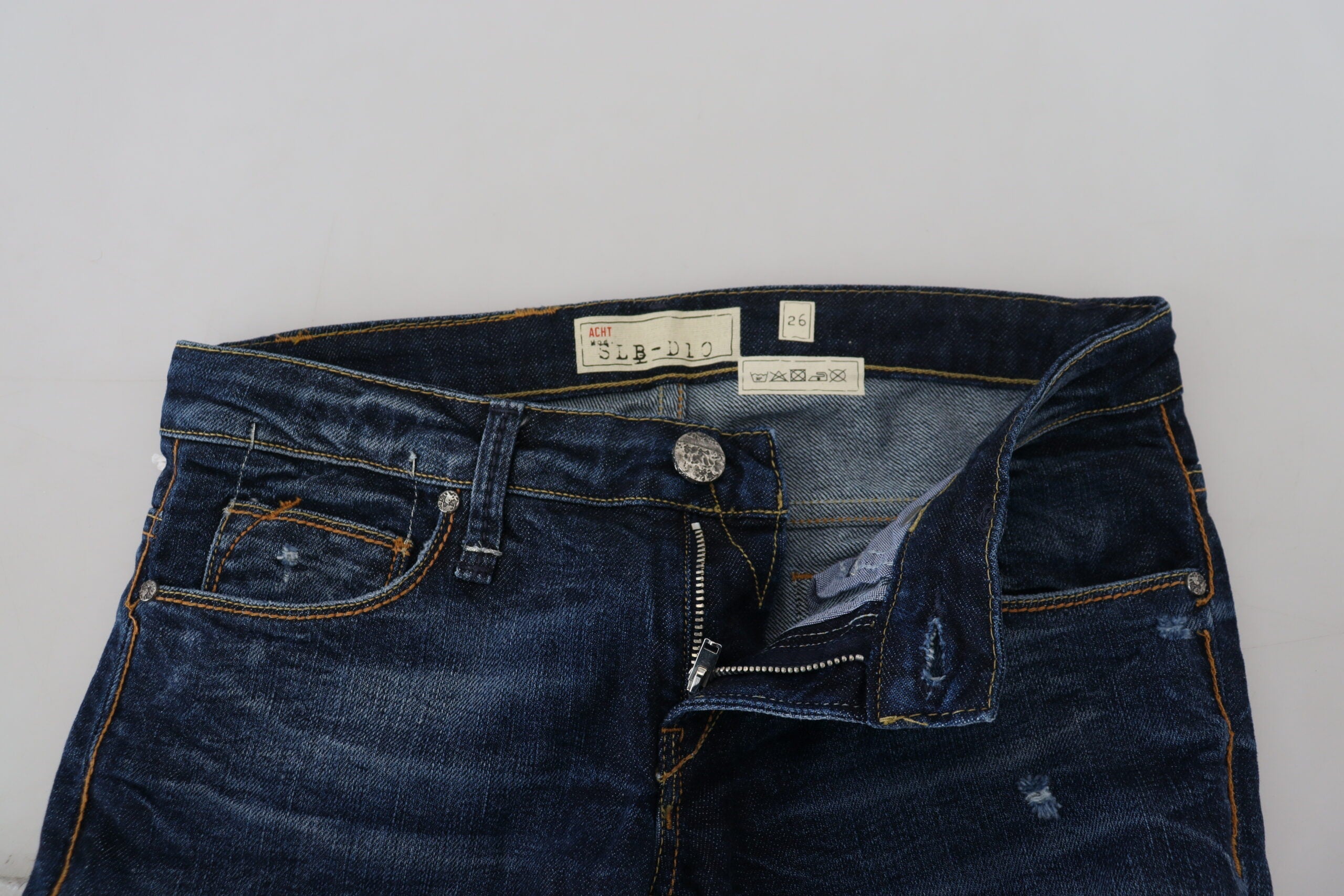 Acht Blue Washed Cotton Low Waist Women Casual Jeans LUNESCAPE