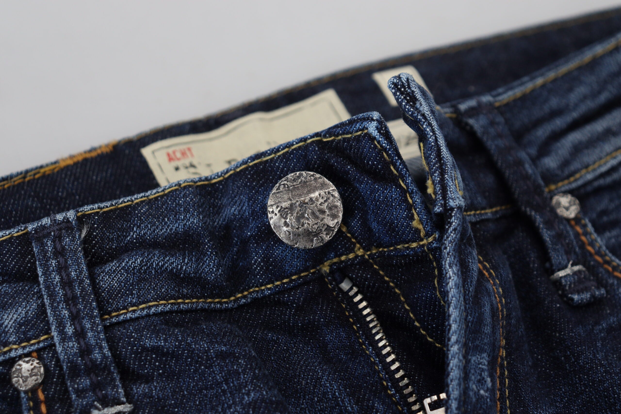Acht Blue Washed Cotton Low Waist Women Casual Jeans
