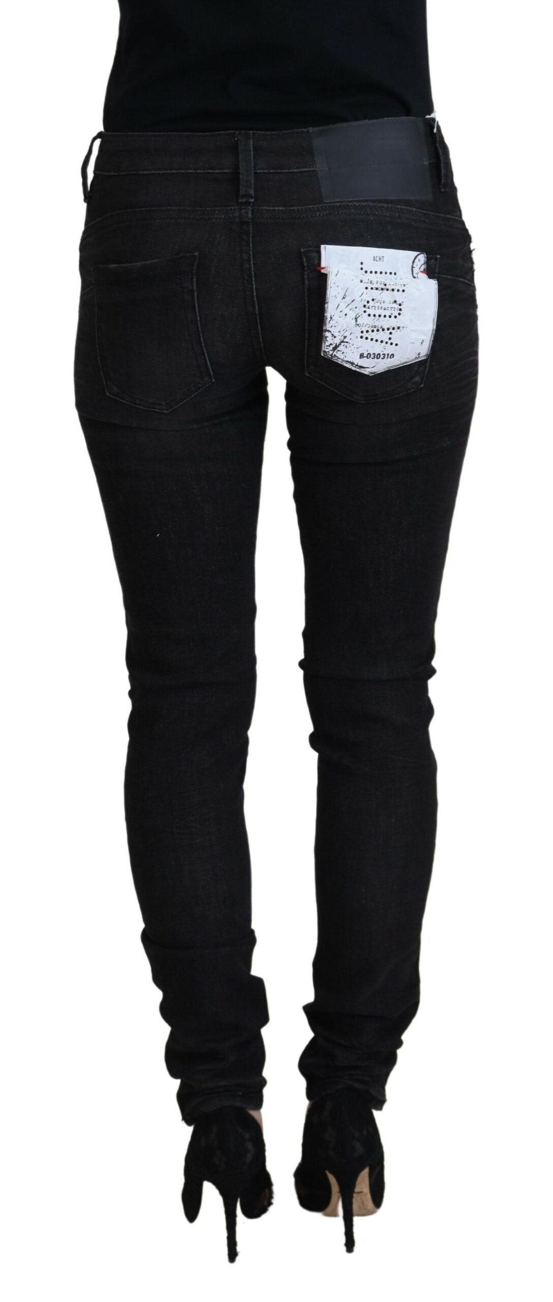 Acht Black Cotton Slim Fit Women Casual Denim Jeans LUNESCAPE